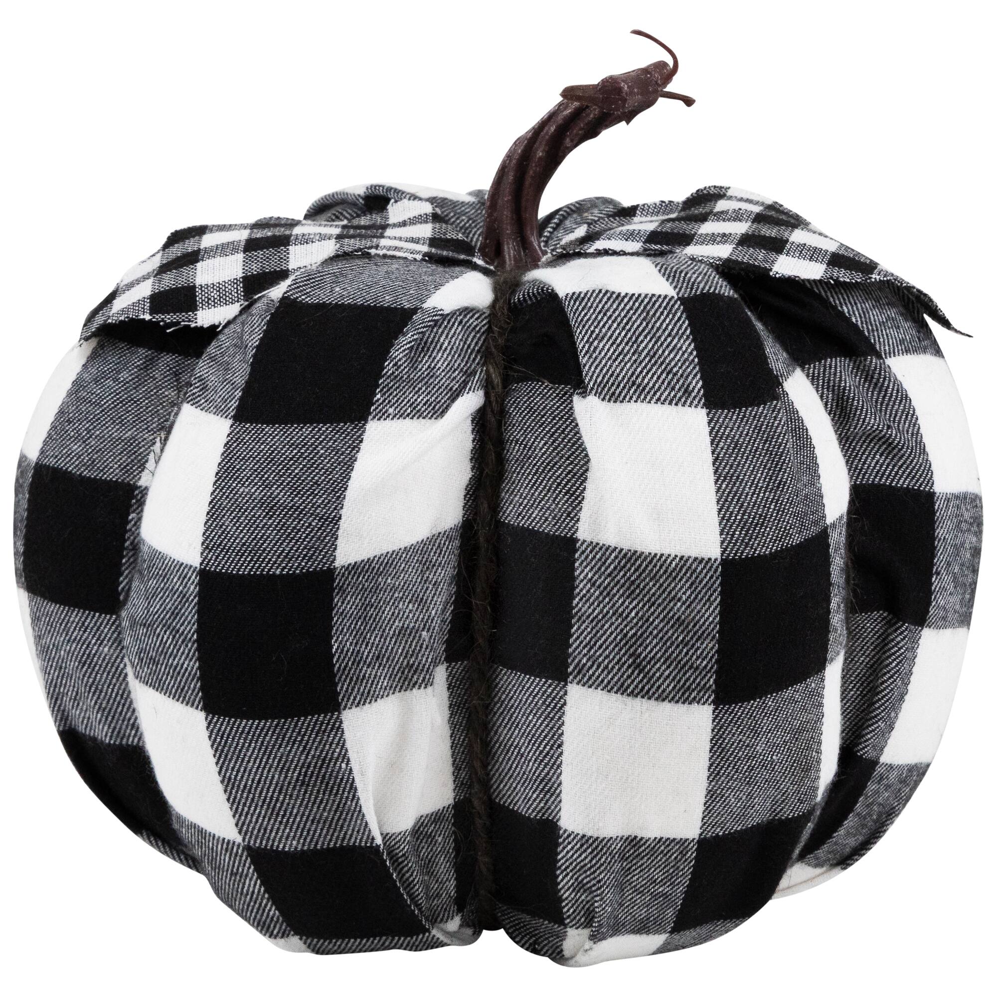 6.25" Black & White Buffalo Check Pumpkin Tabletop Décor