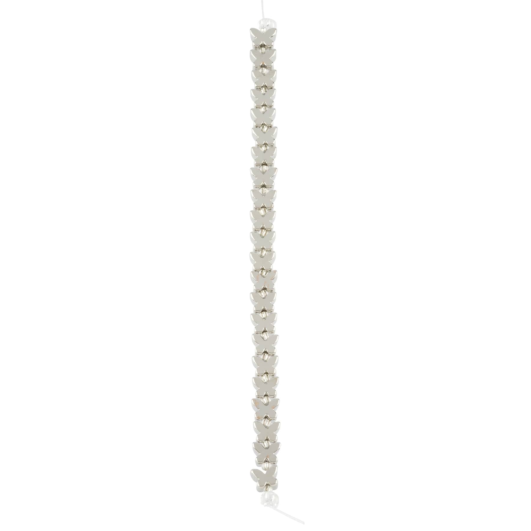 Rhodium Butterfly Beads, 6mm by Bead Landing™