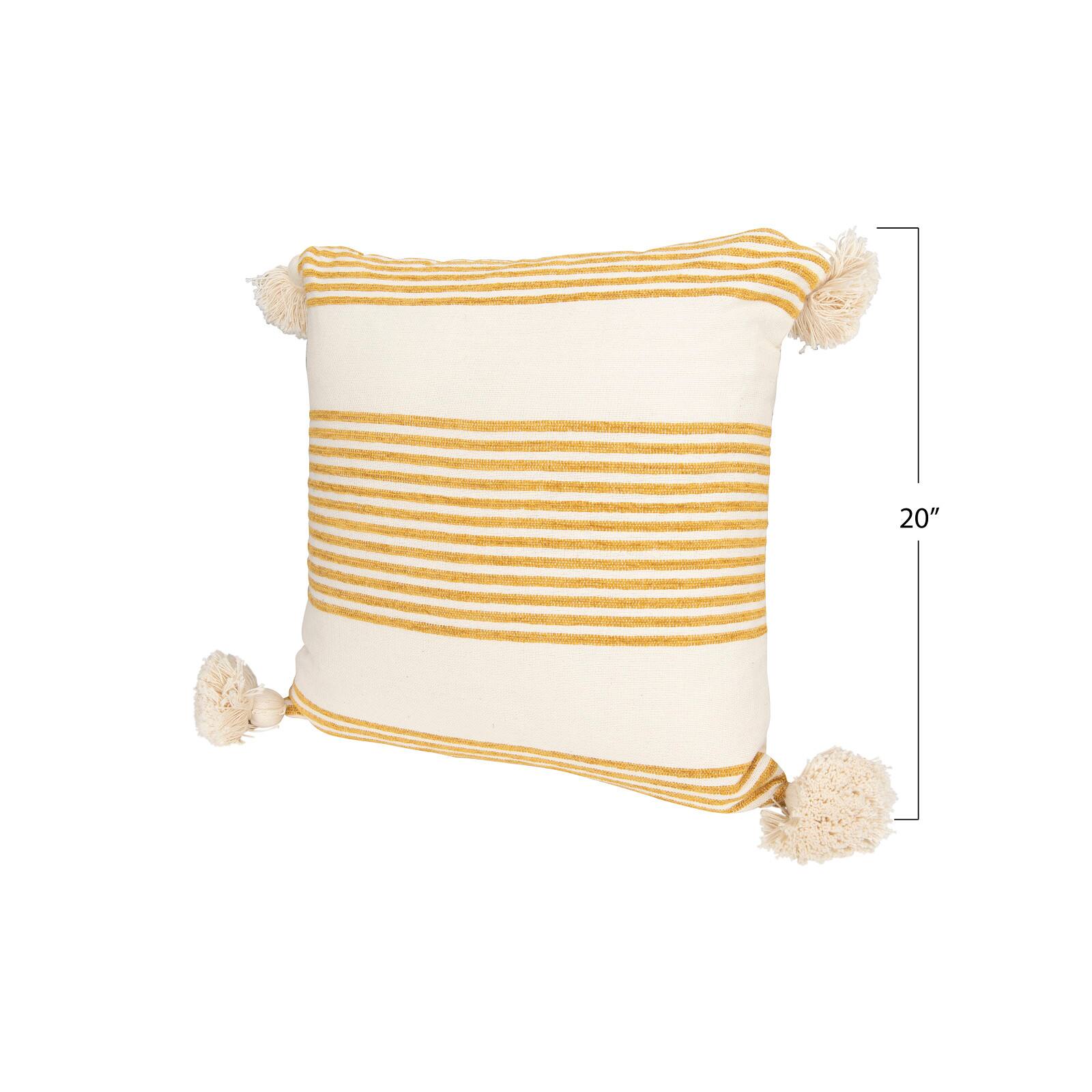 Hello Honey® Cream & Mustard Striped Pillow with Tassels