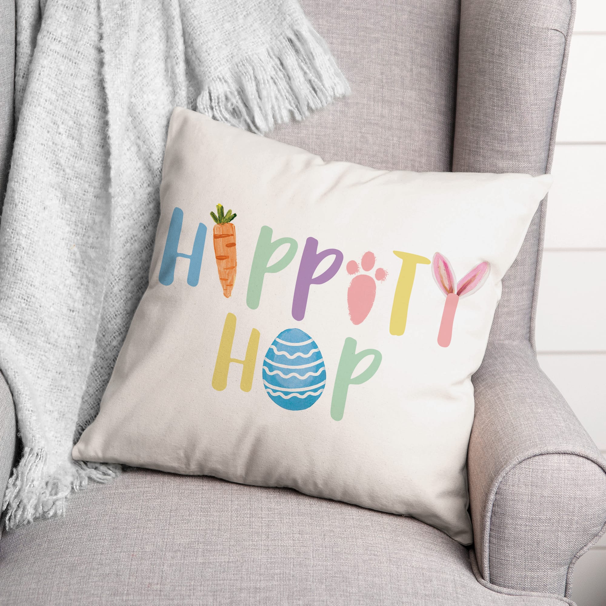 Hippity Hop 18&#x22; x 18&#x22; Throw Pillow