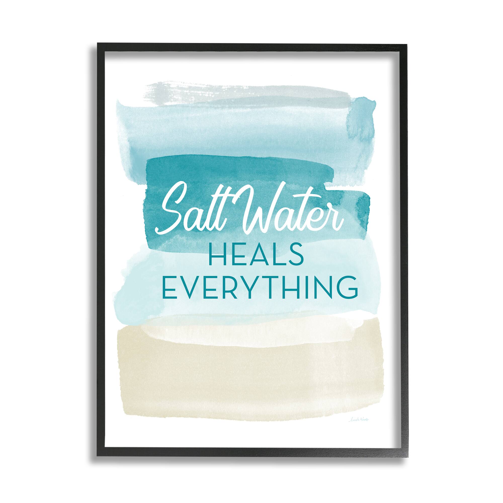 Stupell Industries Salt Water Heals Everything Phrase Soft Beach Ombre in Frame Wall Art