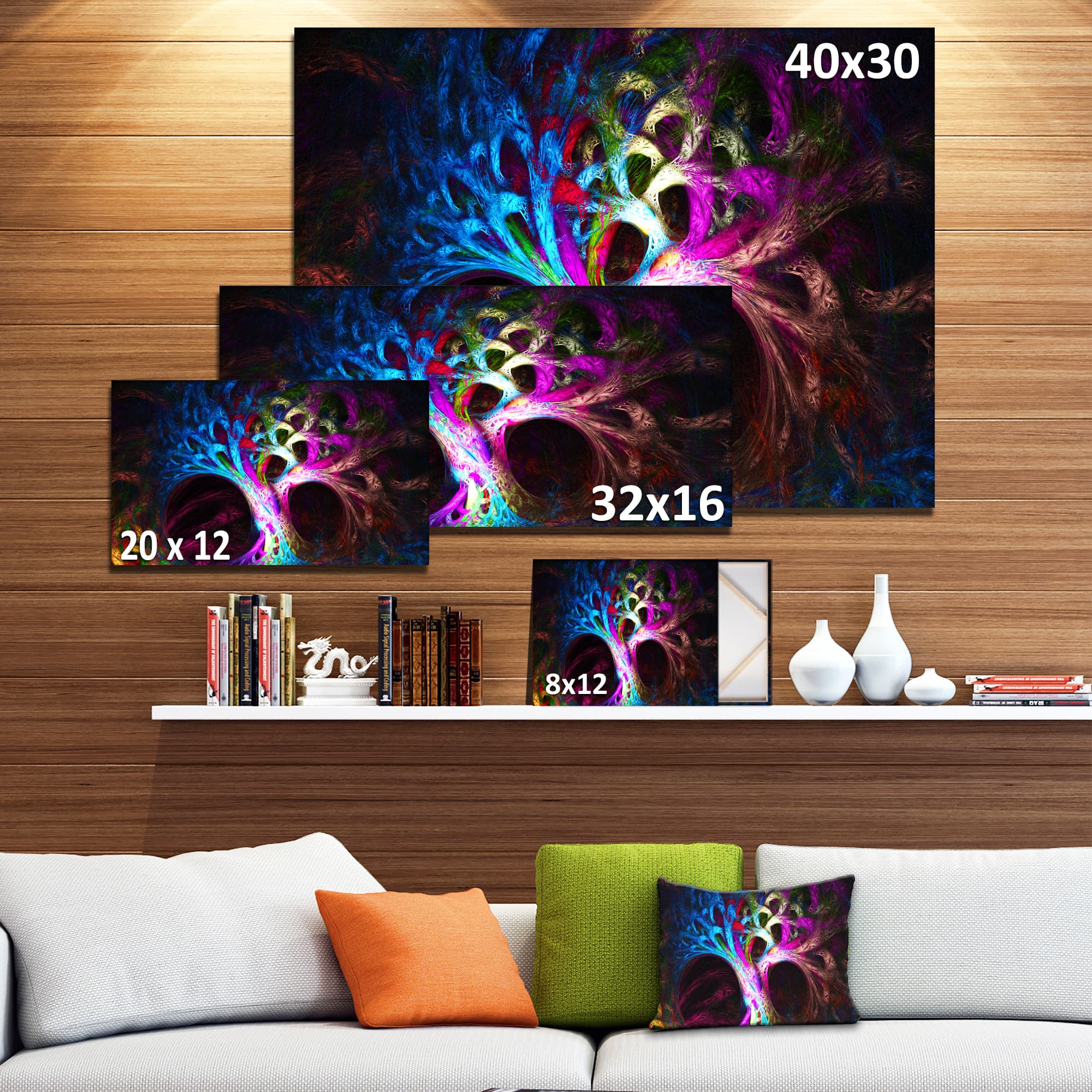Designart - Magical Multi color Psychedelic Tree - Abstract Canvas Art Print