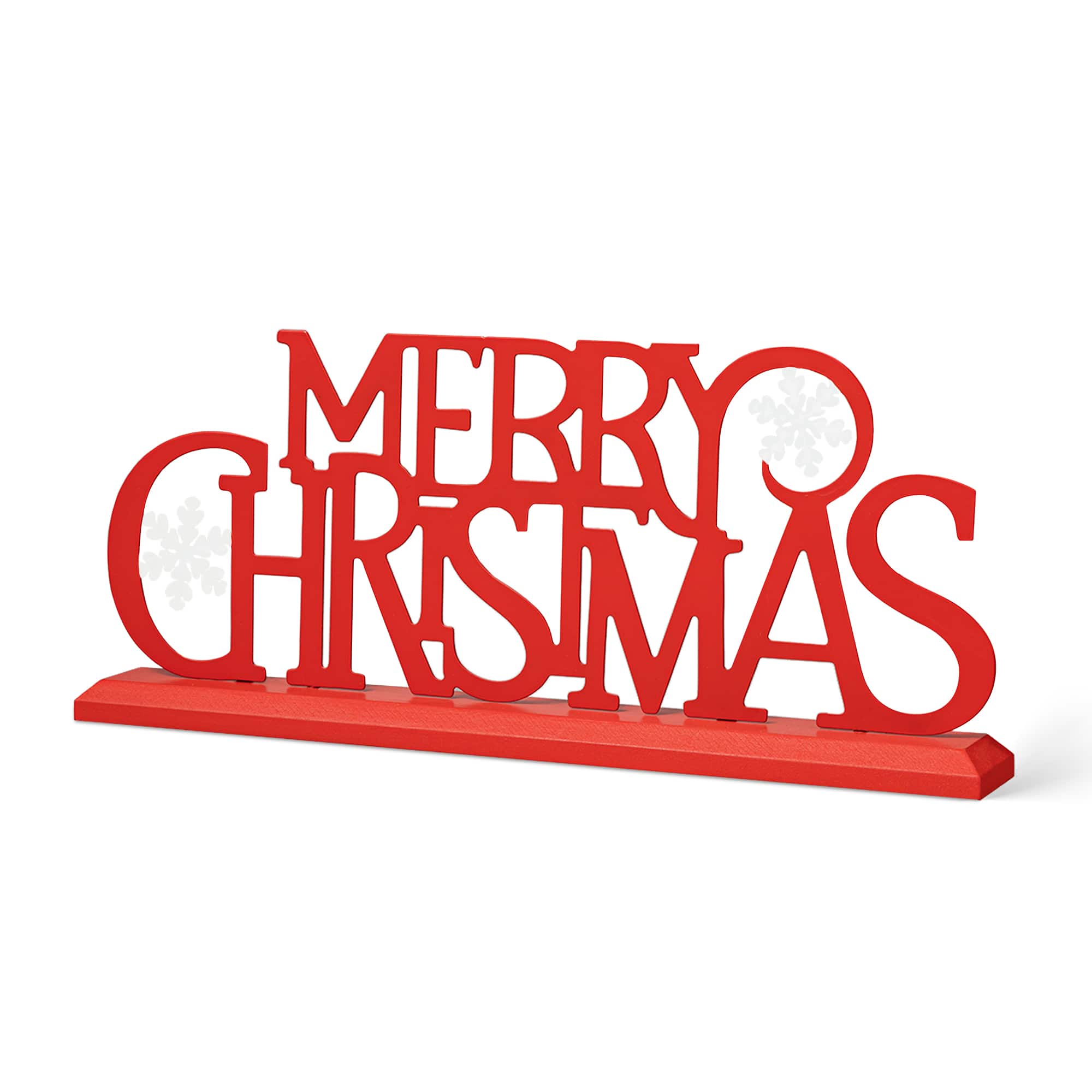 Glitzhome&#xAE; 18&#x22; Red Metal Merry Christmas Table D&#xE9;cor