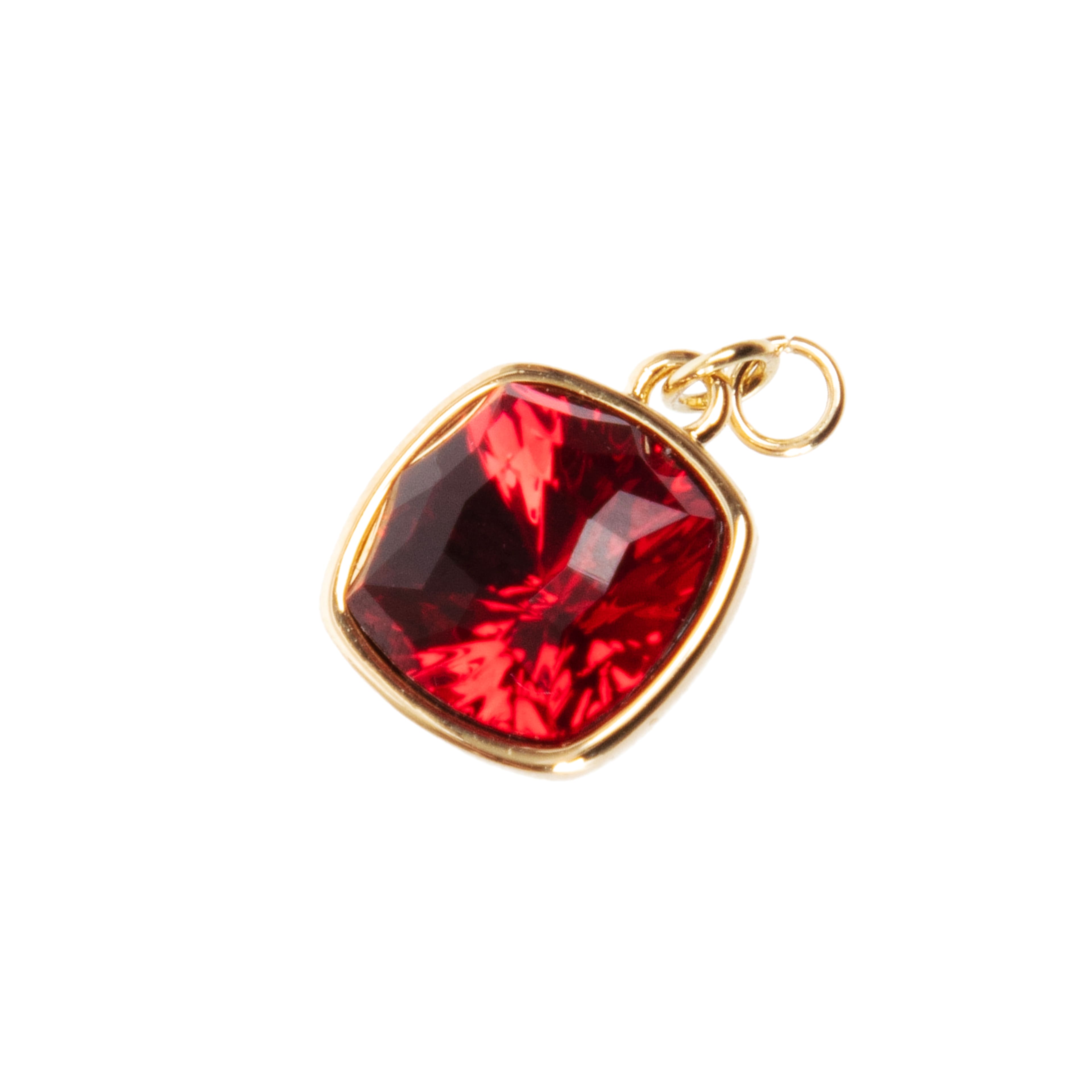 6 Pack: 14K Gold Plated Scarlet Austrian Crystal Square Cut Charm by Bead Landing&#x2122;