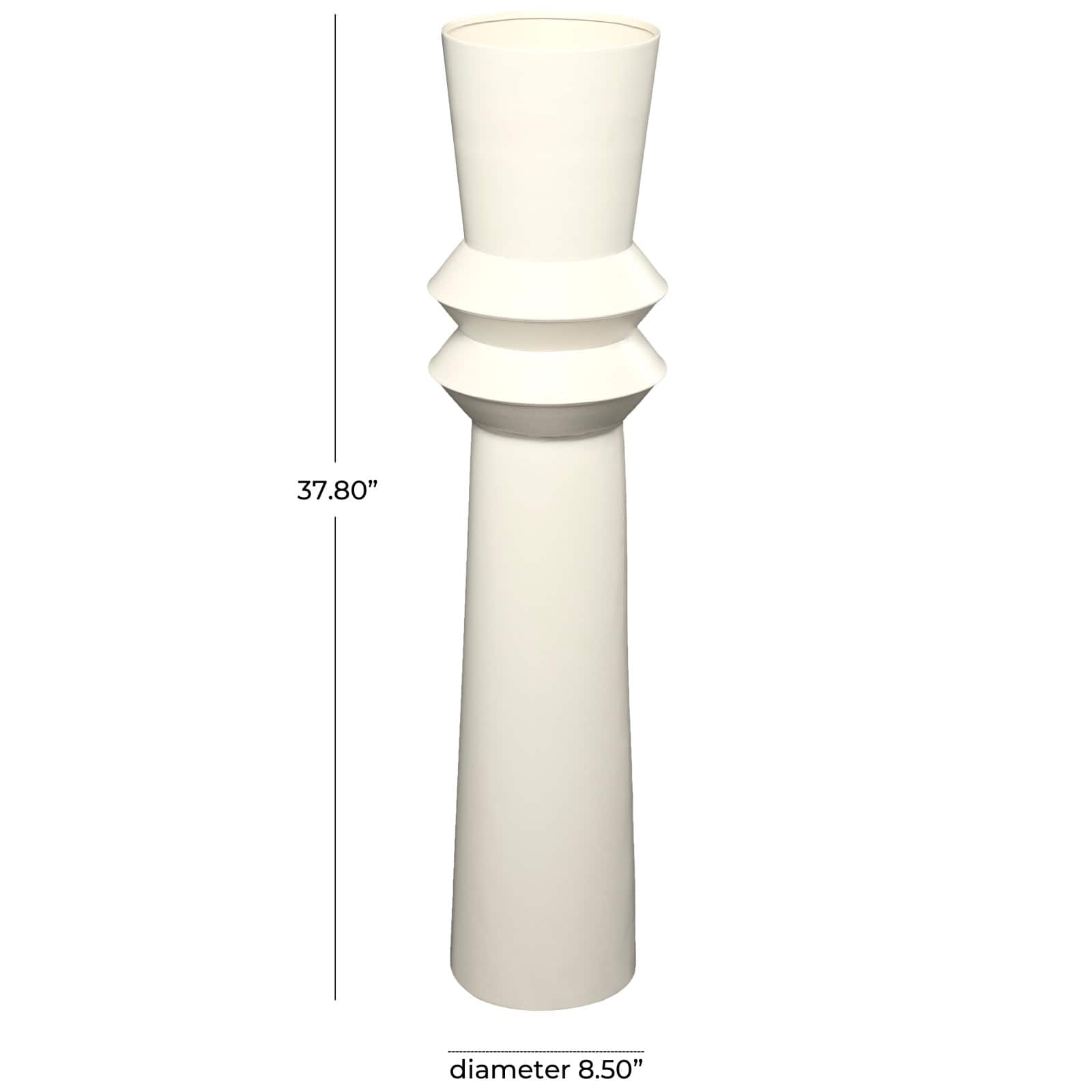 The Novogratz 3ft. Cream Metal Tall Art Deco Fluted Floor Vase