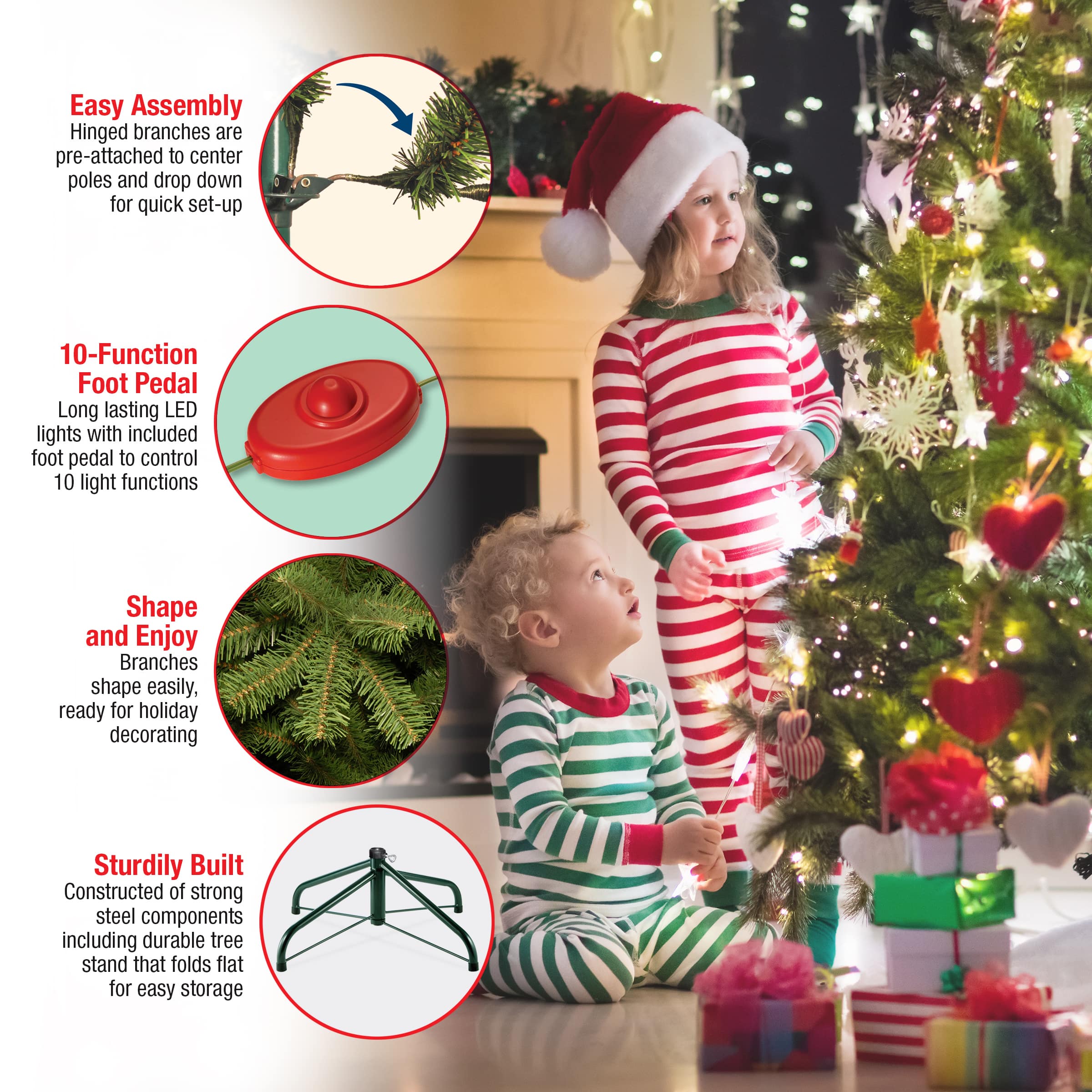 12 ft. Pre-lit Feel Real&#xAE; Downswept Douglas Fir Pencil Artificial Christmas Tree, Dual Color&#xAE; LED Lights