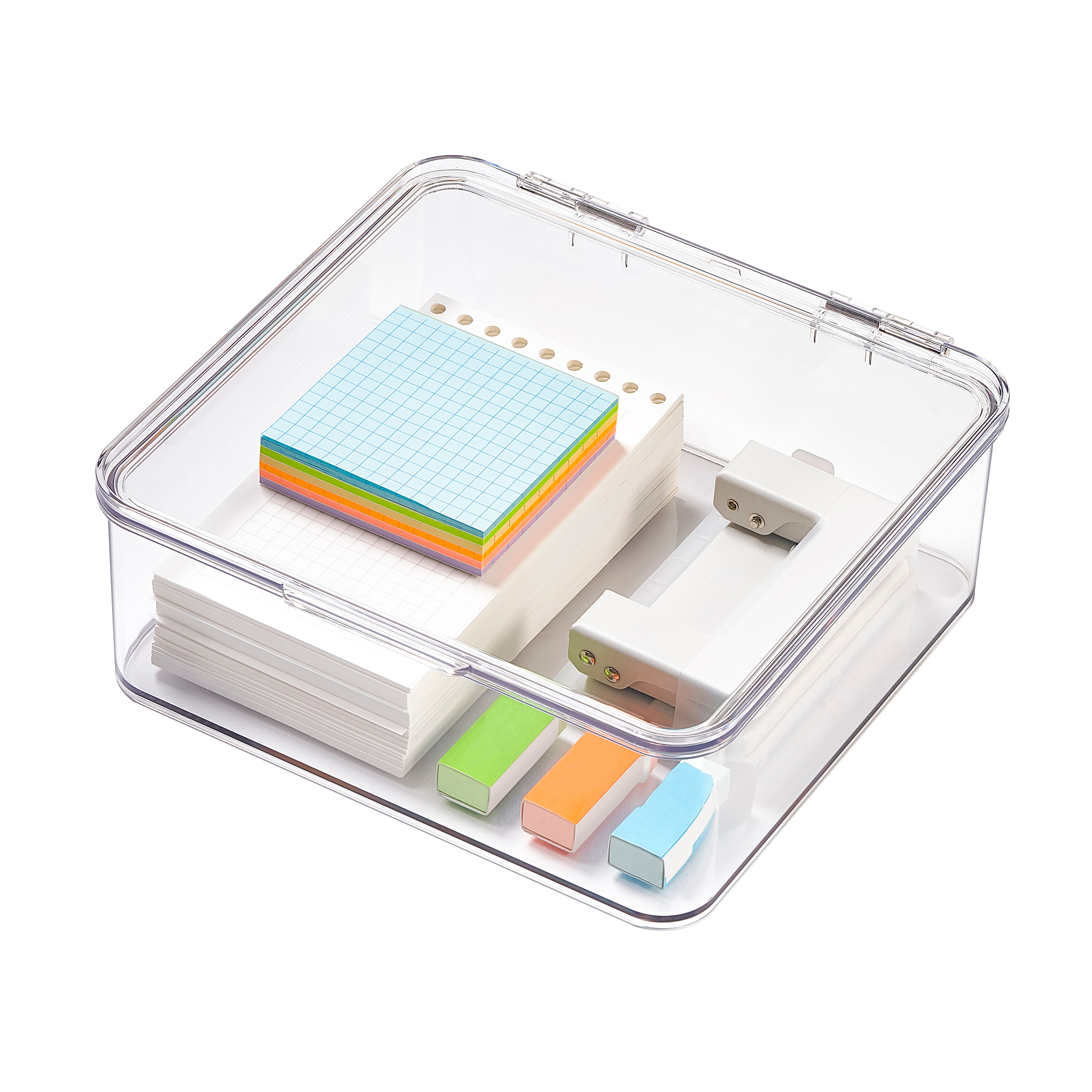 Small Clear Stacking Plastic Case with Hinged Lid by Simply Tidy®