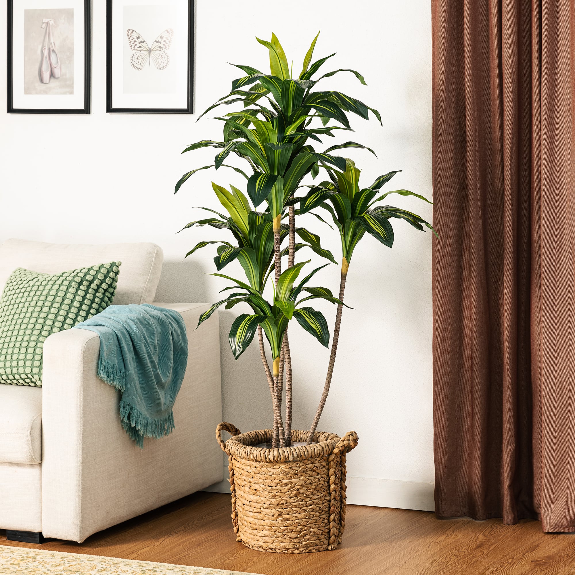Glitzhome® 4.5ft. Faux Dracaena Fragrans Plant in Pot