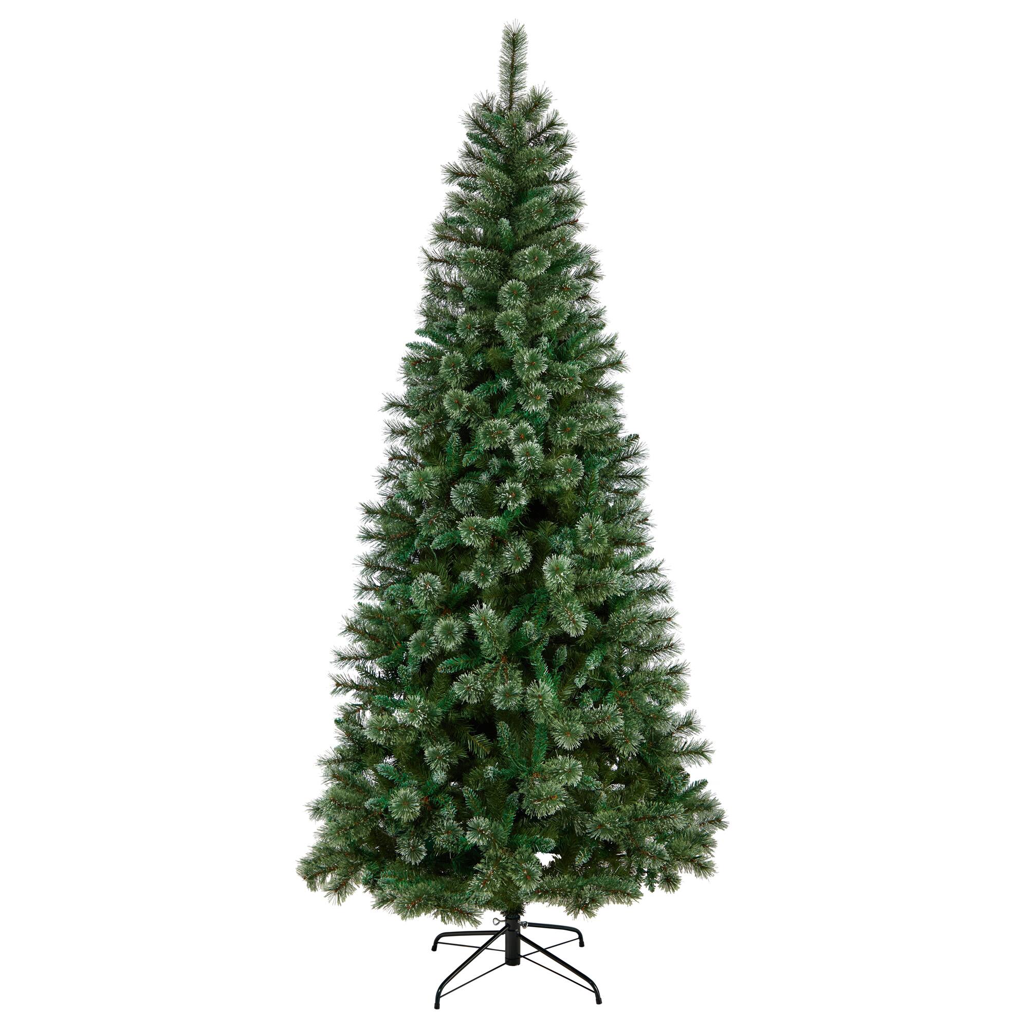 8ft. Pre-Lit Wisconsin Snow Tip Pine Artificial Christmas Tree, Clear LED Lights