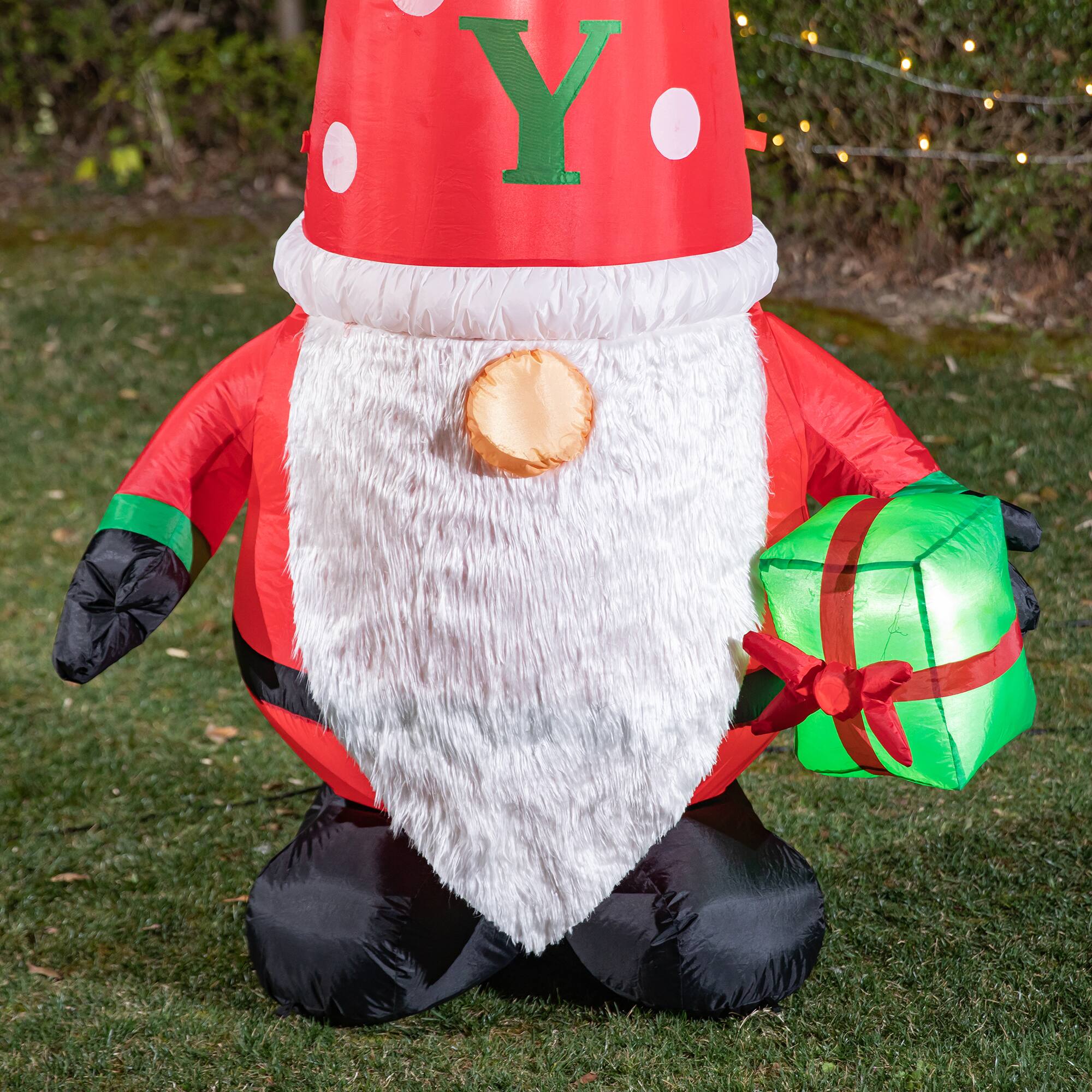 Glitzhome® 6ft. Lighted Inflatable Gnome Décor