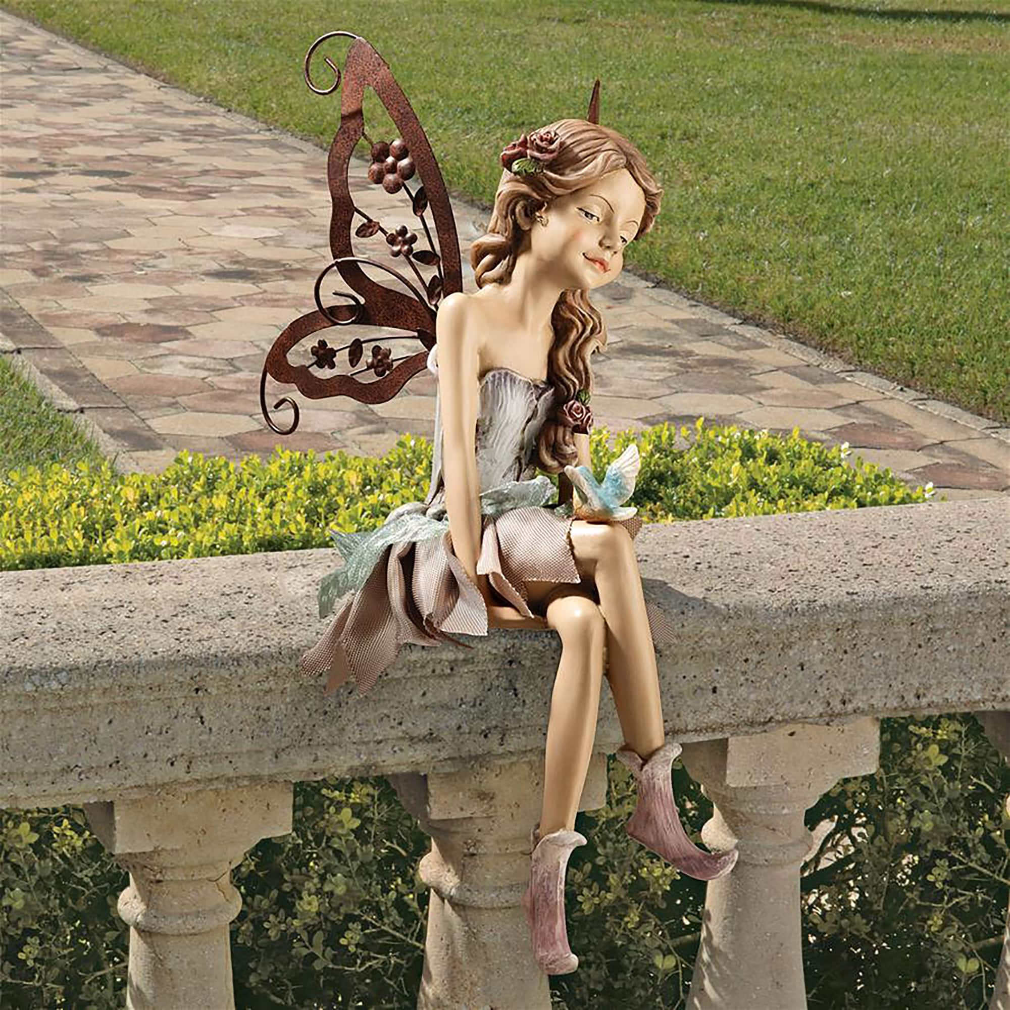 Design Toscano 12.5&#x22; Fannie the Fairy Sitting Statue