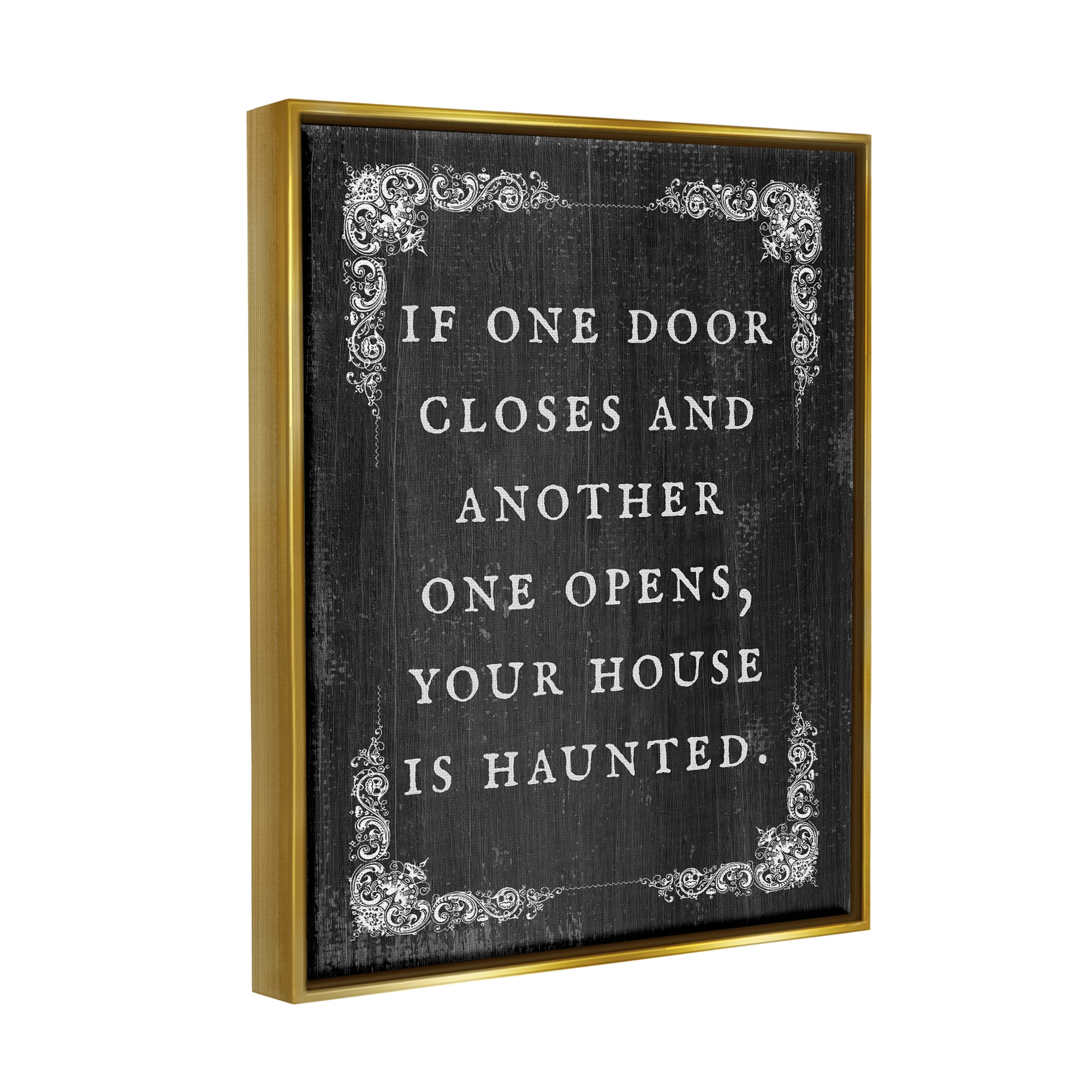 Stupell Industries Funny Haunted House Phrase Framed Floater Canvas Wall Art