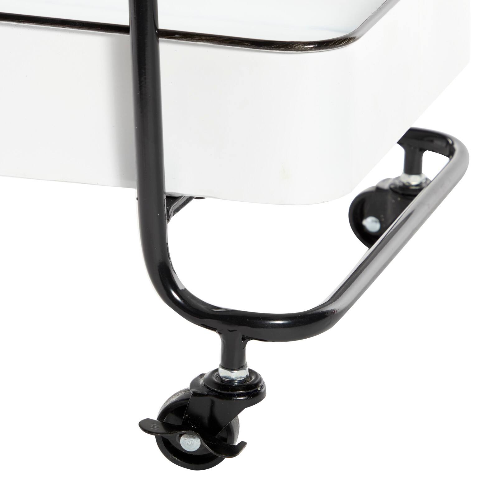 35&#x22; White Metal Farmhouse Storage Rolling Cart