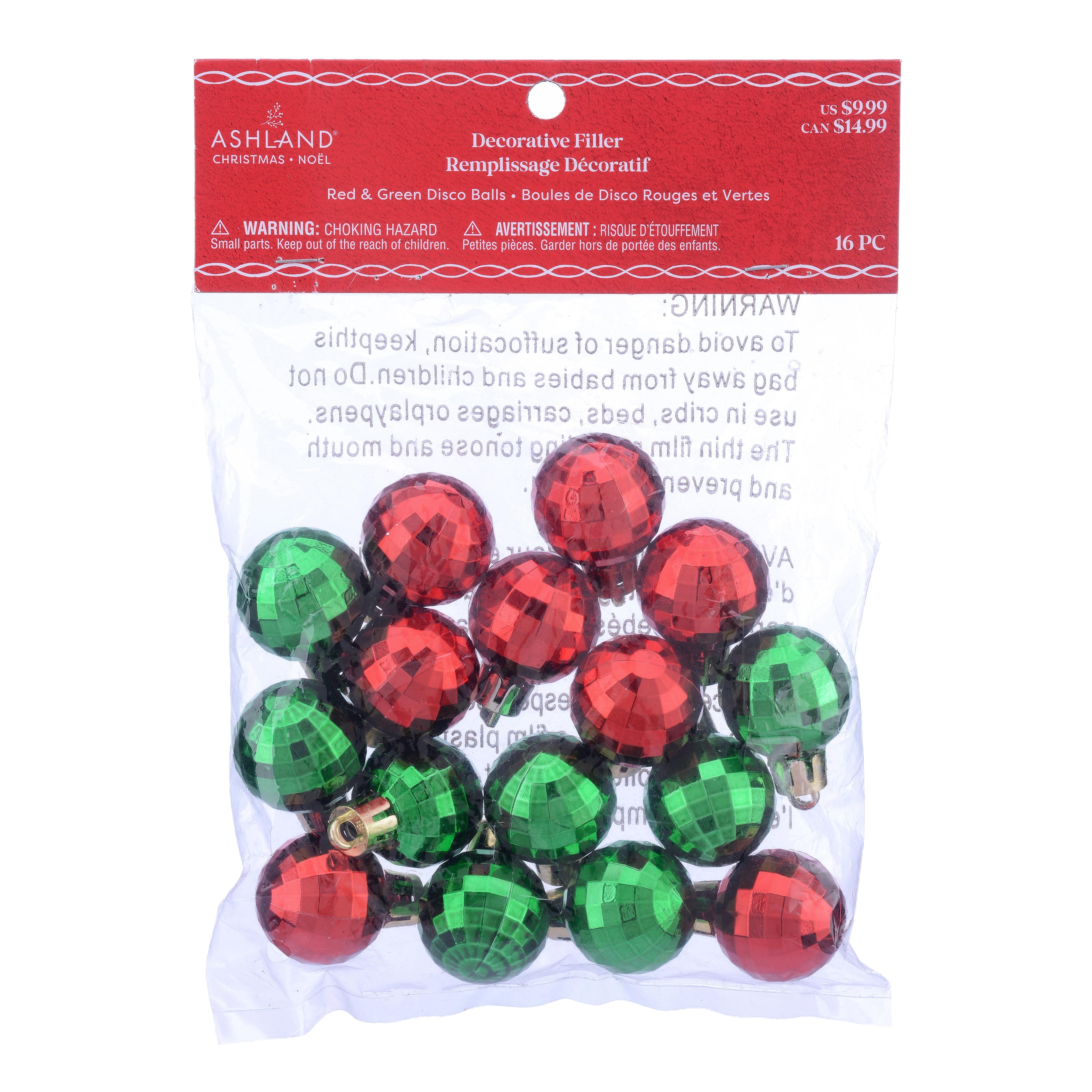 Red &#x26; Green Disco Balls Decorative Filler, 16ct. by Ashland&#xAE;