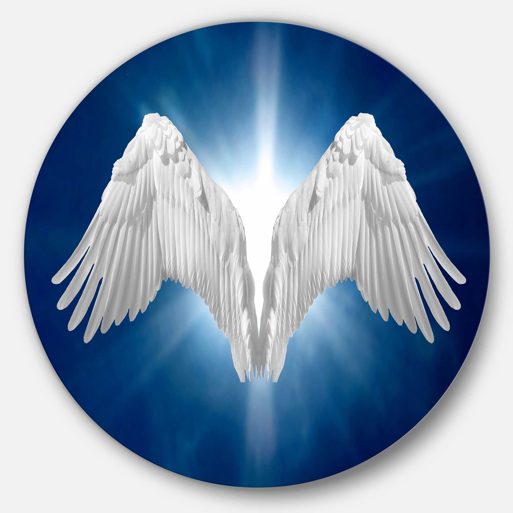 Designart - Angel Wings on Blue Background&#x27; Abstract Metal Circle Wall Art