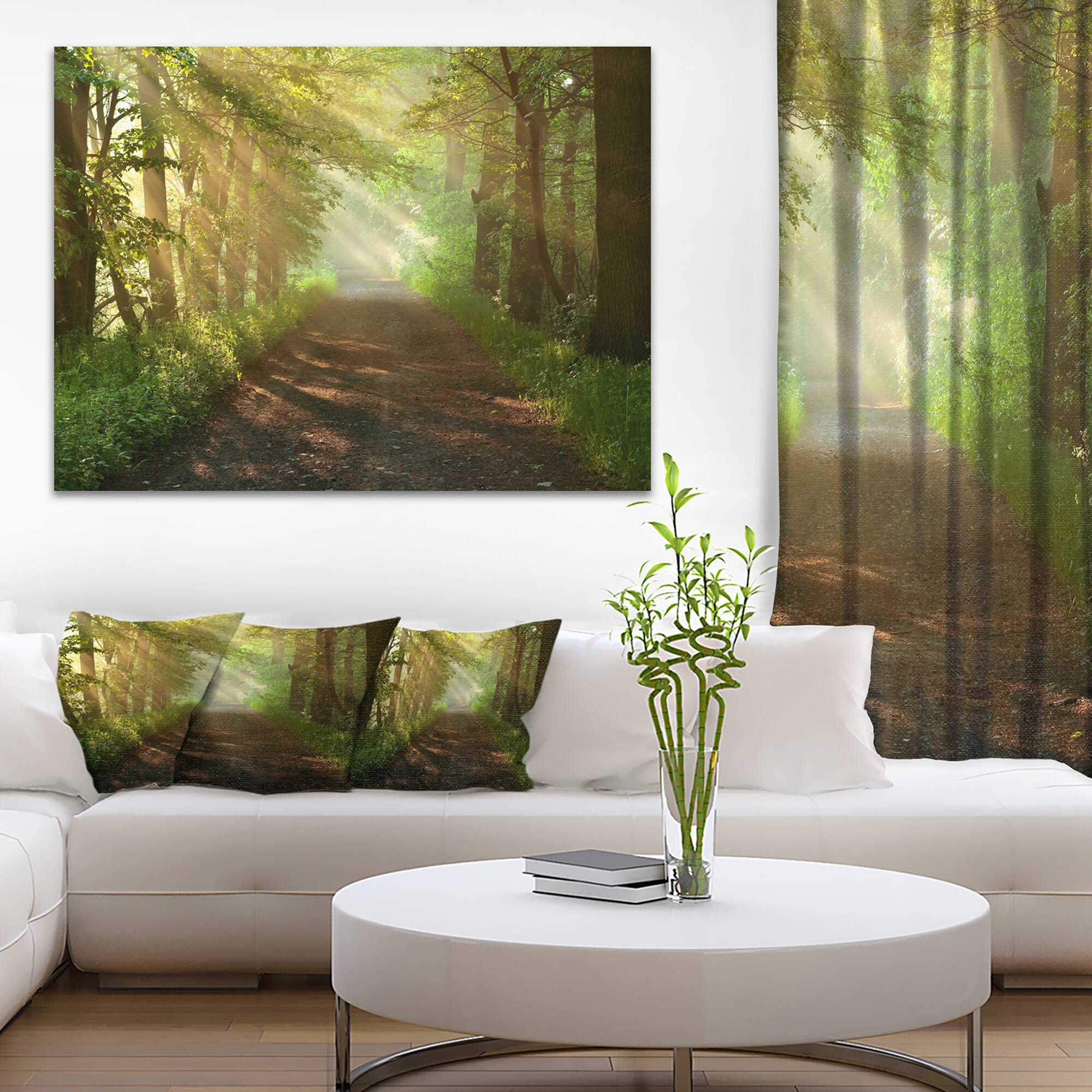 Designart - Suns Peeks into Forest - Landscape Photography Canvas Print