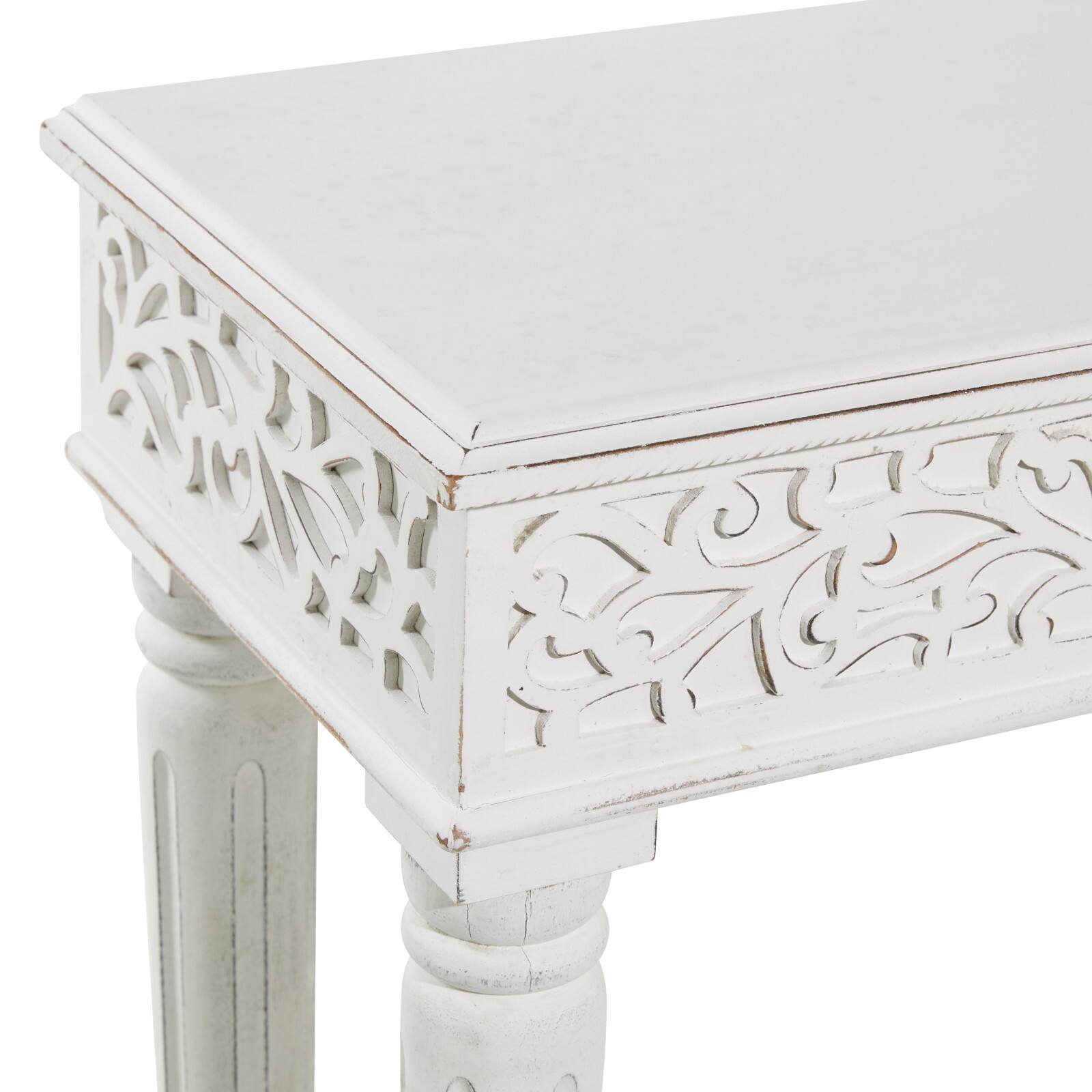 White Farmhouse Mango Wood Console Table, 30&#x22; x 36&#x22;