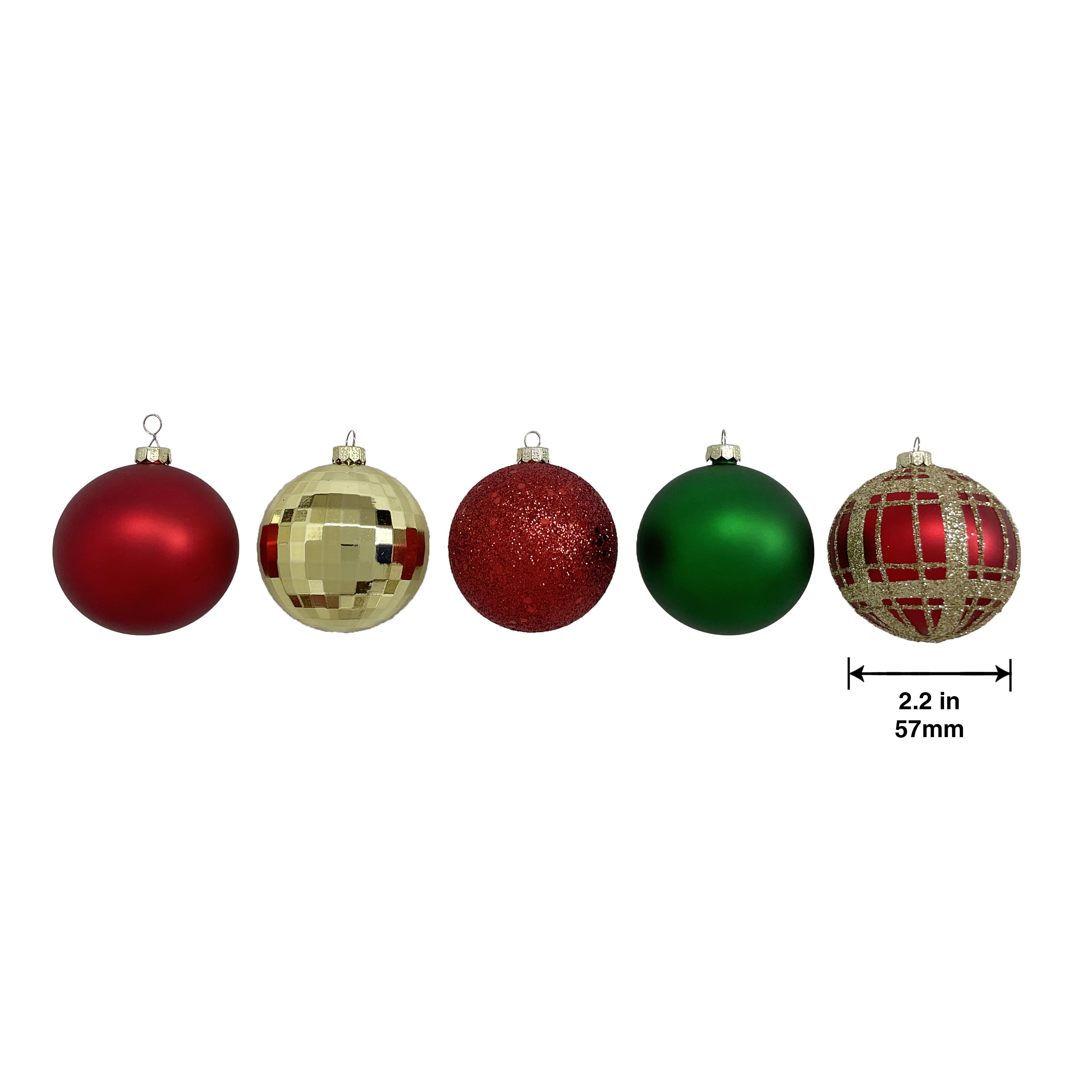 Assorted 50 Pack 2.25&#x22; Red, Gold &#x26; Green Shatterproof Ball Ornament Mix by Ashland&#xAE;