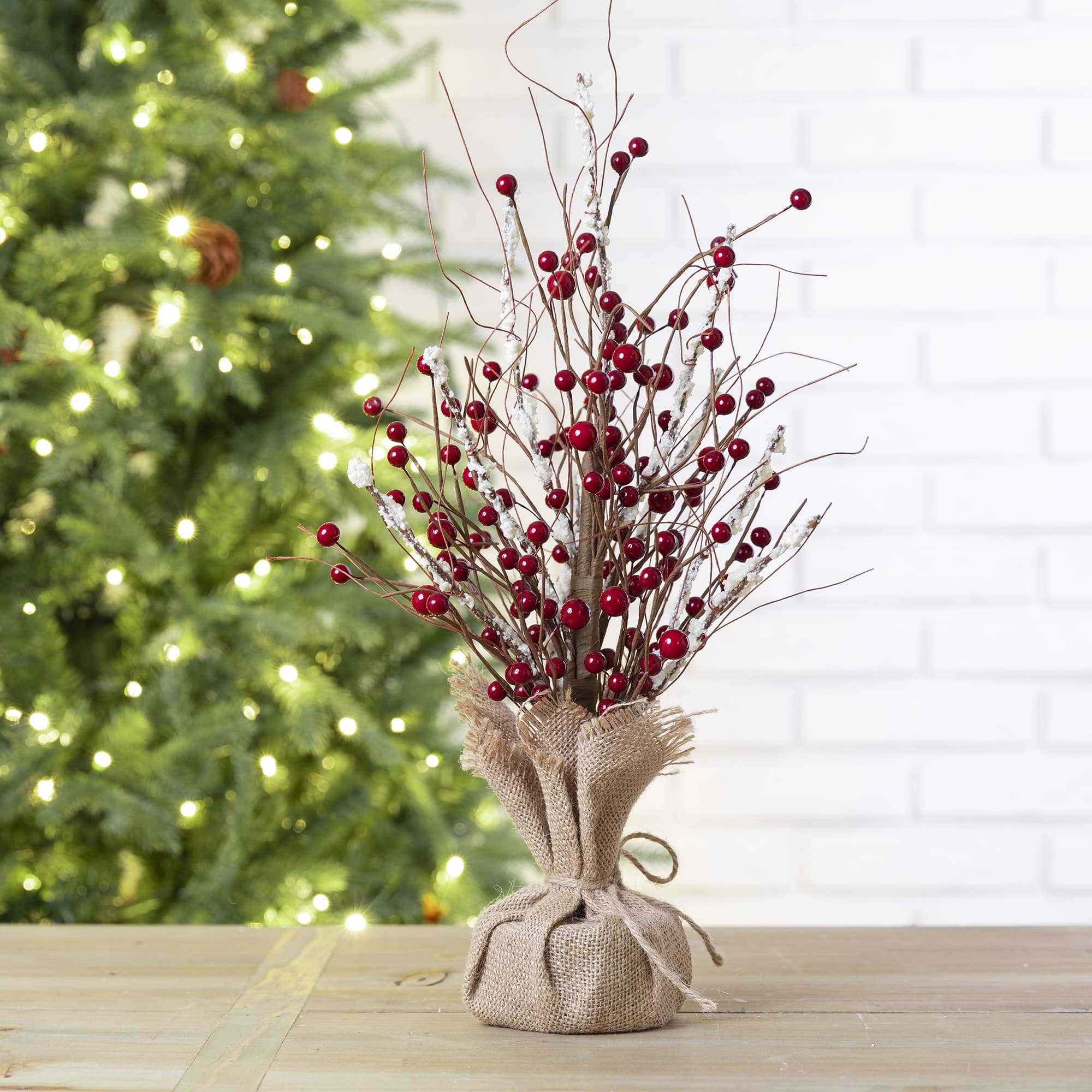 Glitzhome&#xAE; Christmas Red Berry Table Tree