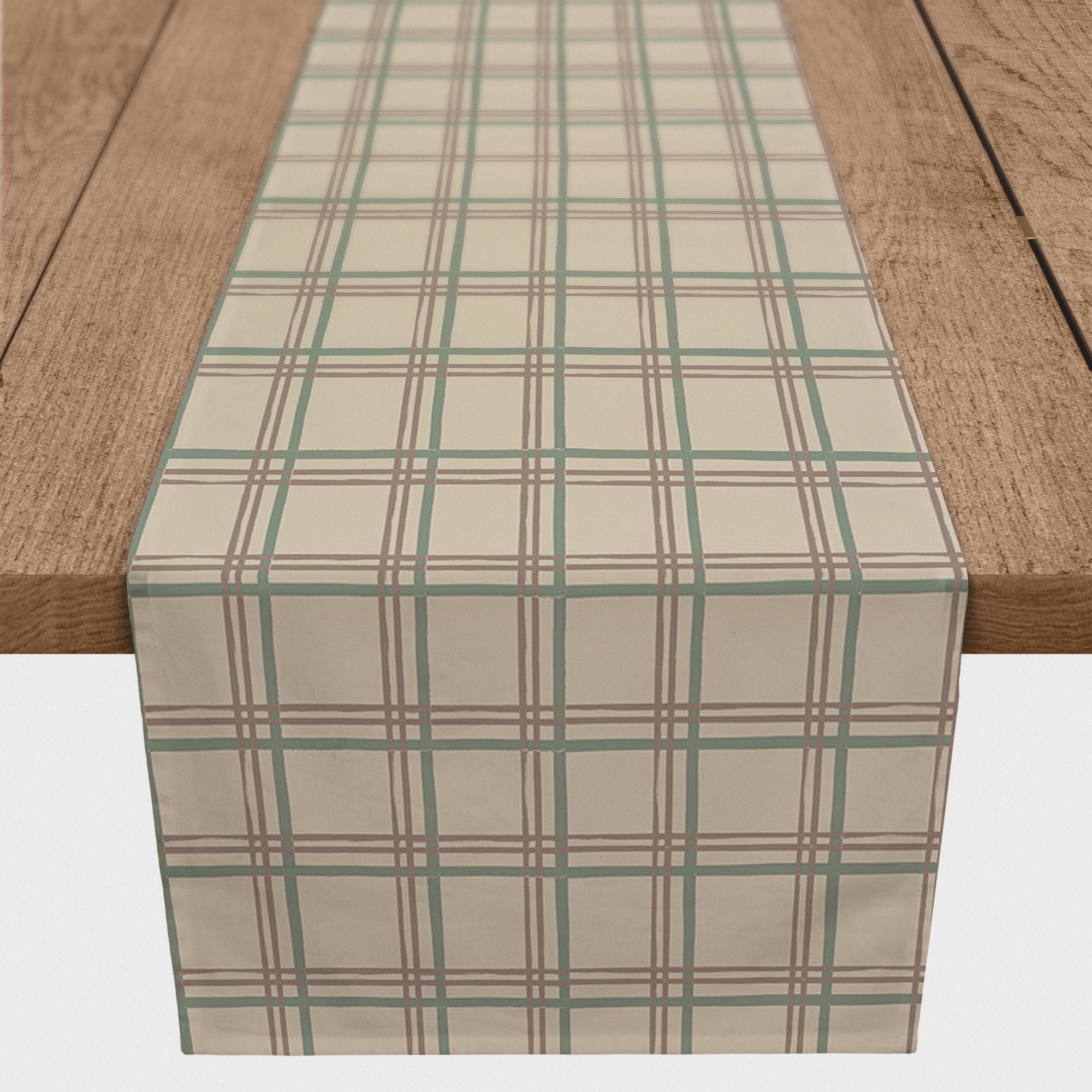90&#x22; Brown Holiday Plaid Cotton Twill Runner