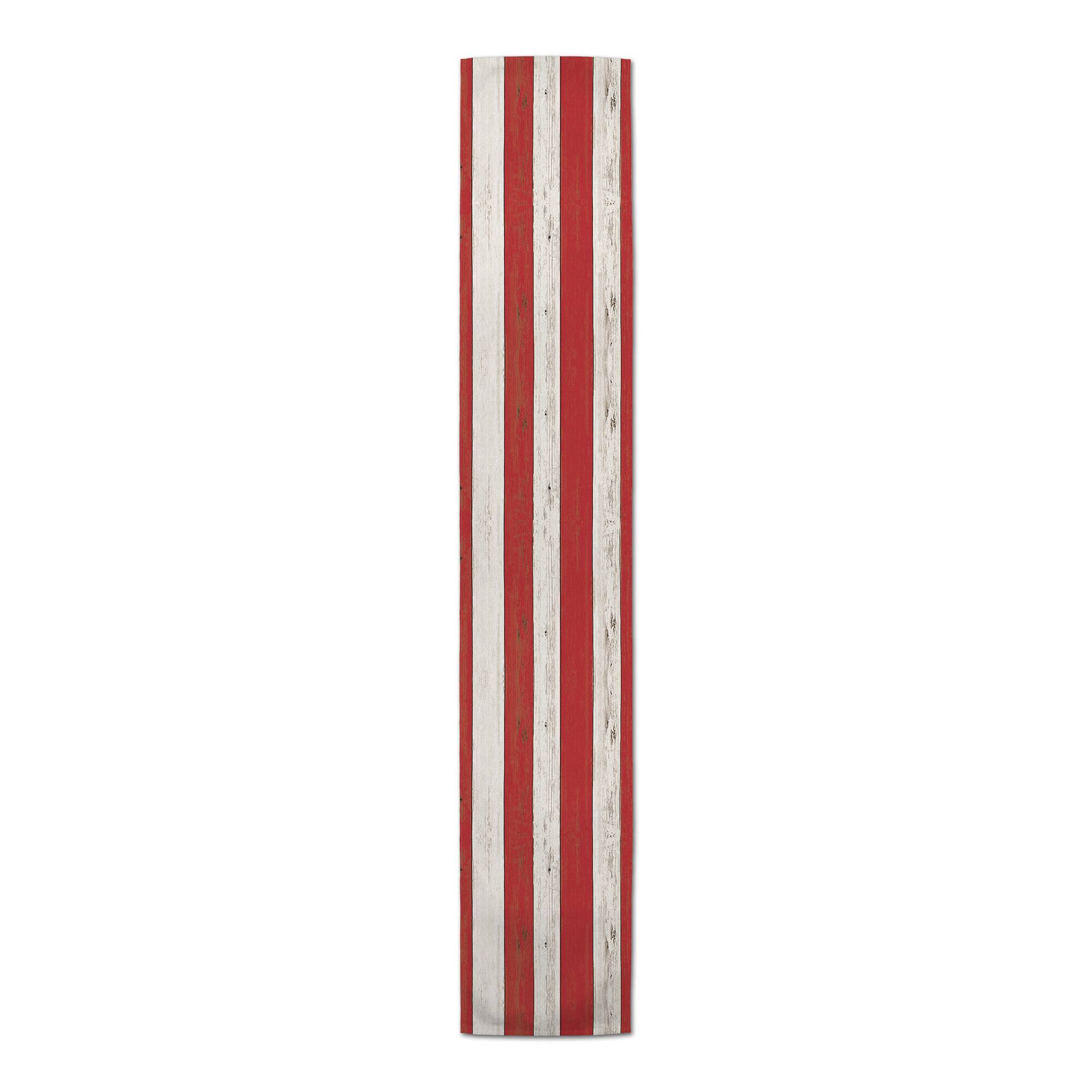 Red & White Stripes With Distressing Indoor/Outdoor Table Runner