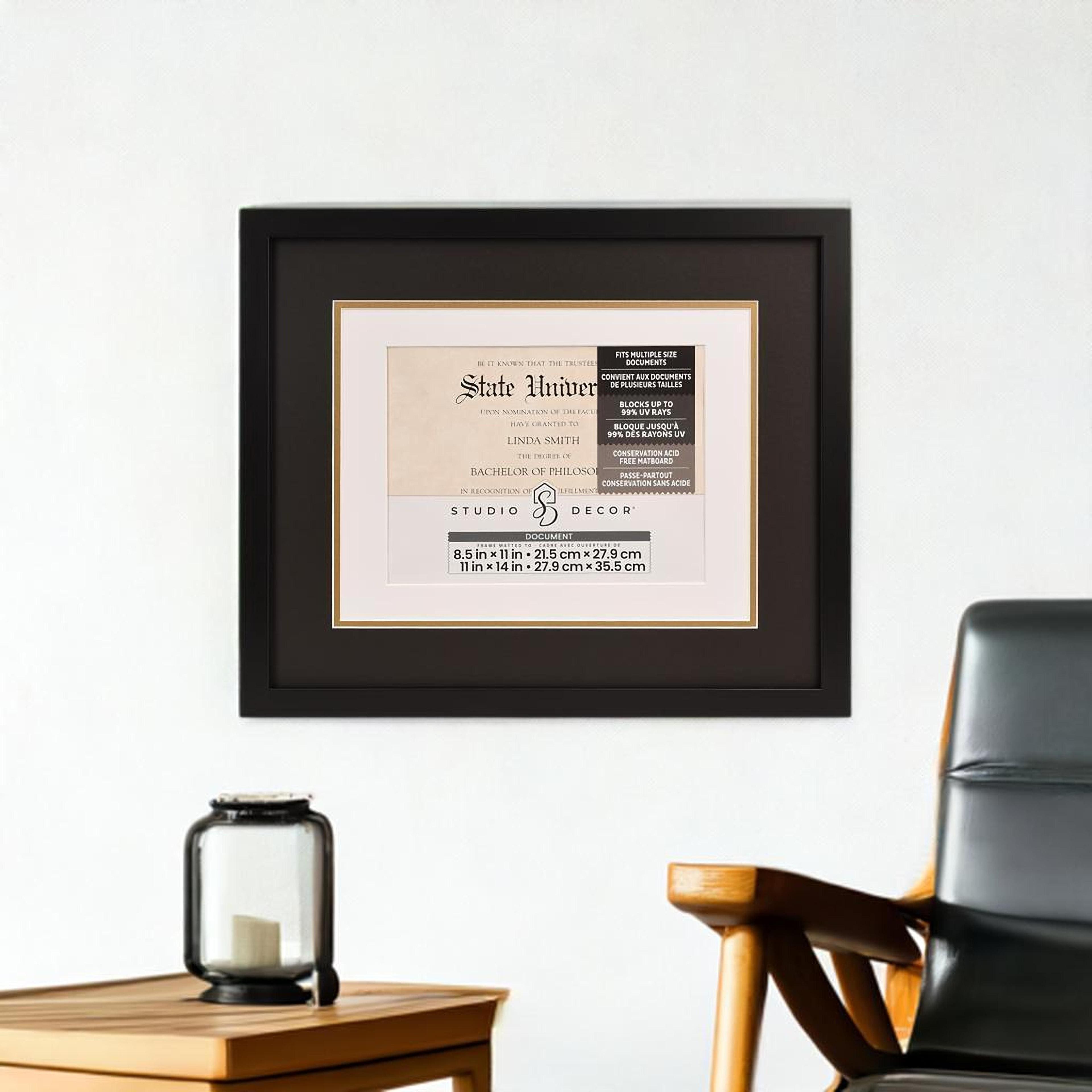 Black 8.5&#x22; x 11&#x22; Document Frame with Triple Mat by Studio D&#xE9;cor&#xAE;