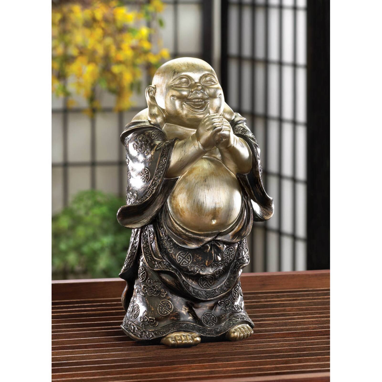 Standing Happy Buddha Figurine 6&#x22; x 4&#x22; x 10&#x22;