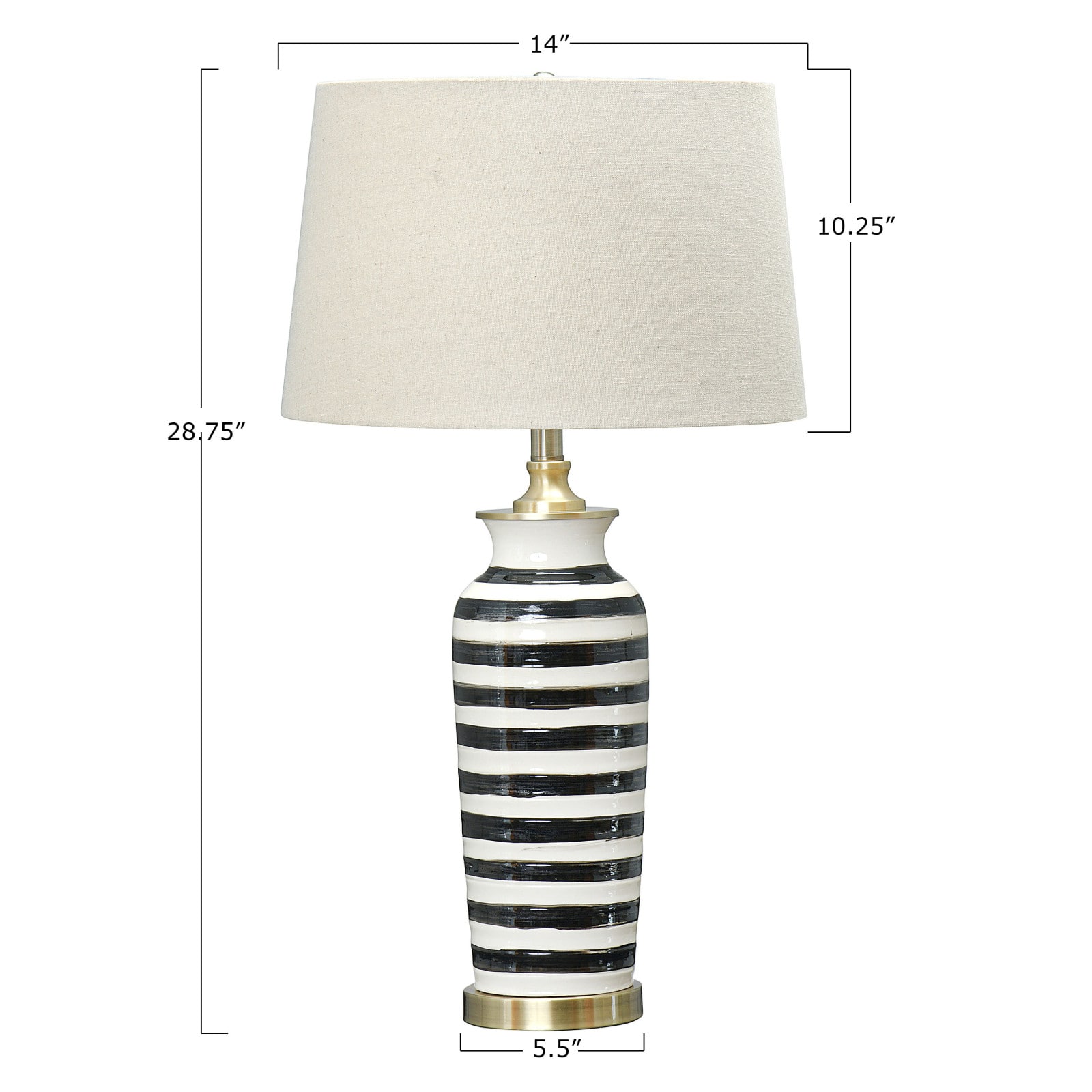 Black &#x26; White Striped Ceramic Table Lamp