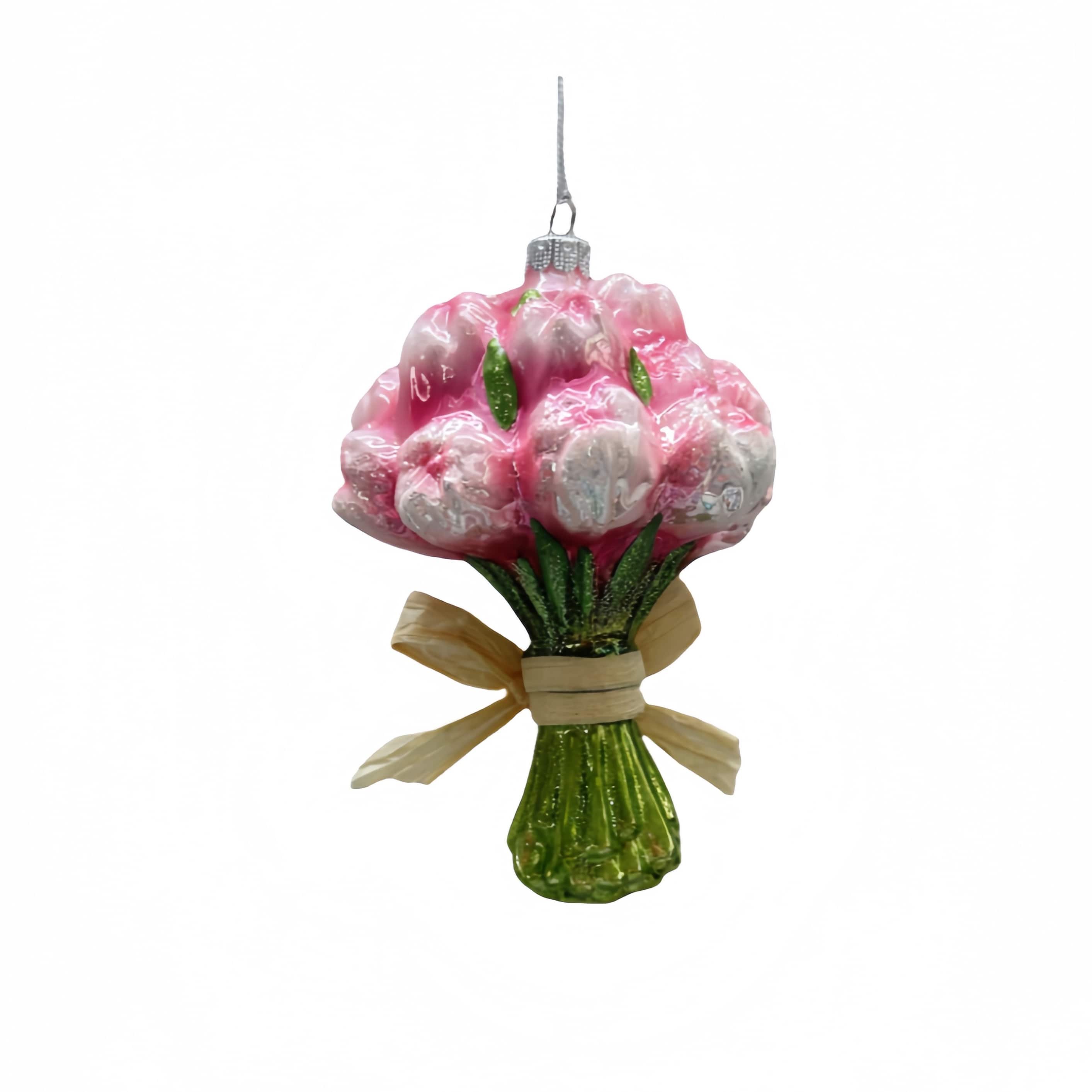 5.25&#x22; Pink Tulip bouquet Glass Ornament by Ashland&#xAE;