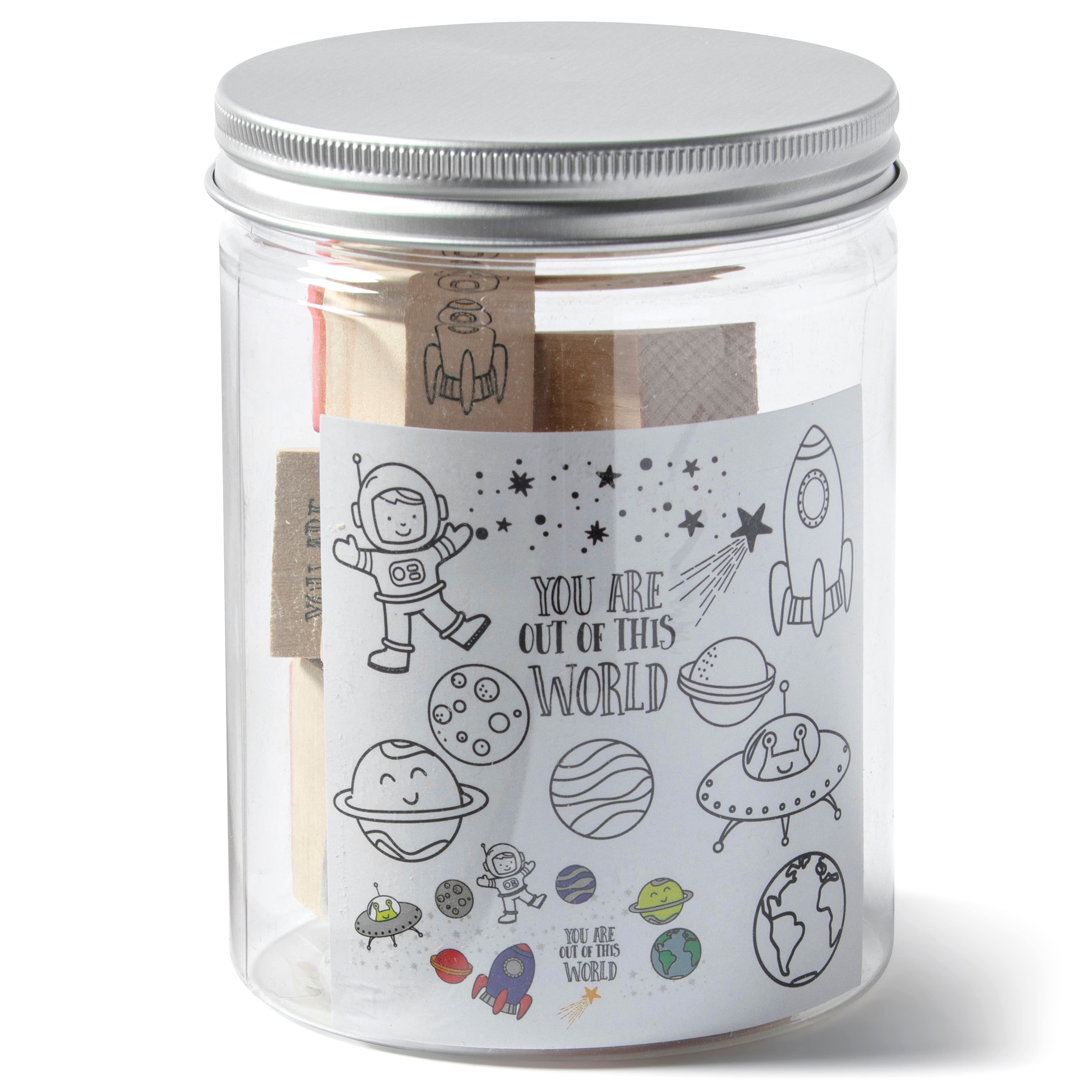 6 Pack: Space Wood Stamp Jar Set by Recollections™