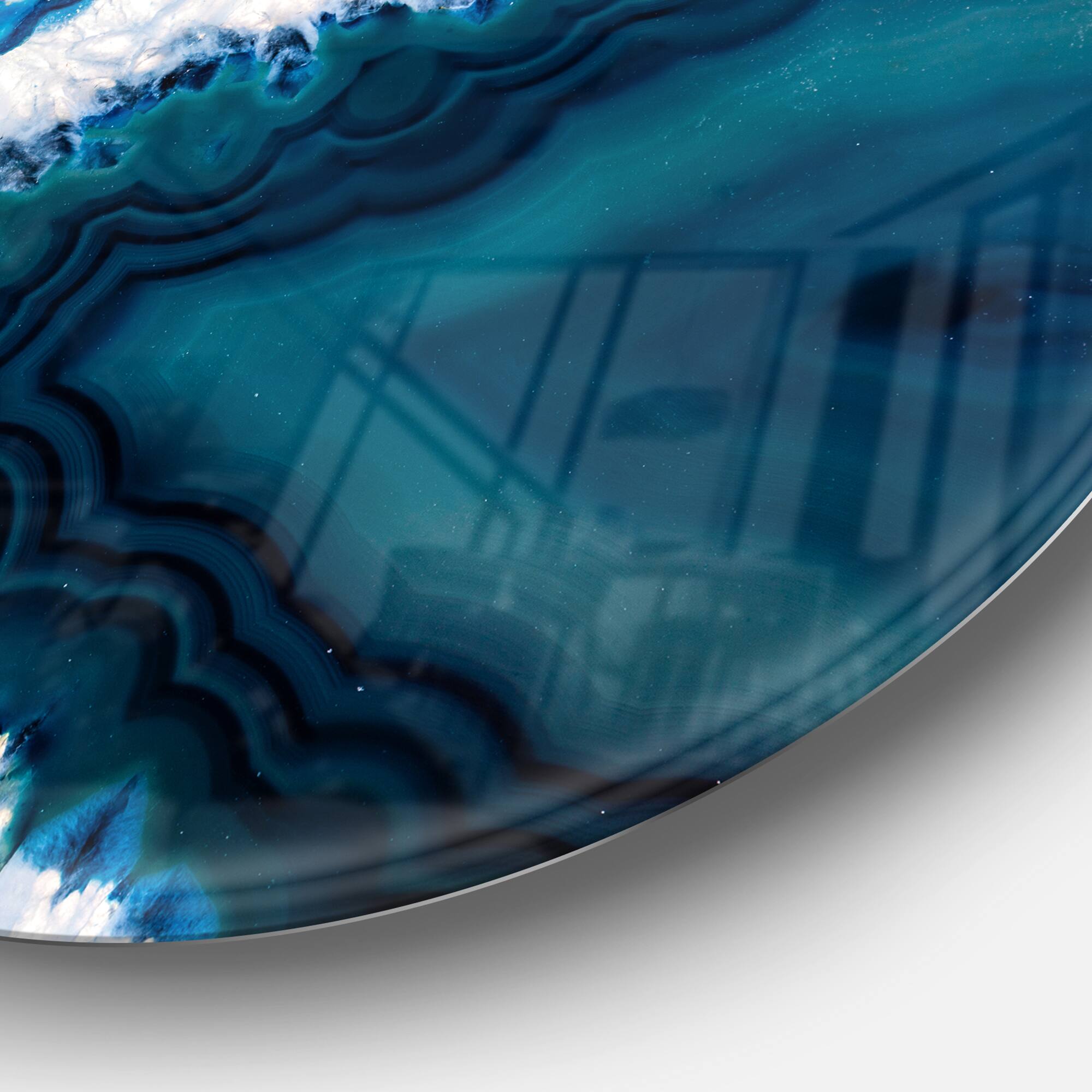 Designart - Blue Brazilian Geode&#x27; Disc Abstract Metal Circle Wall Art Print