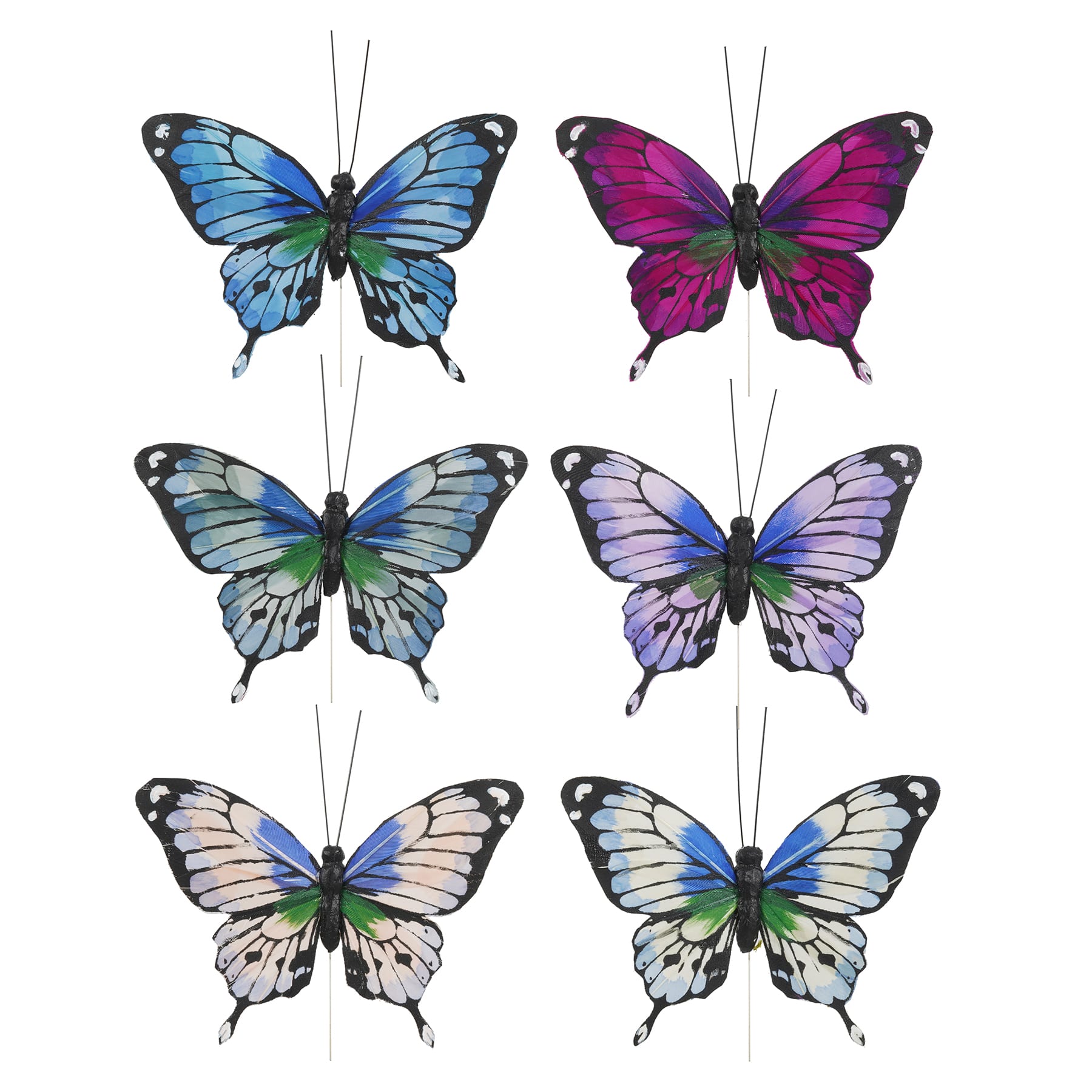 8 Packs: 6 ct. (48 total) 10.2&#x22; Assorted Brights Feather Butterflies by Ashland&#xAE;