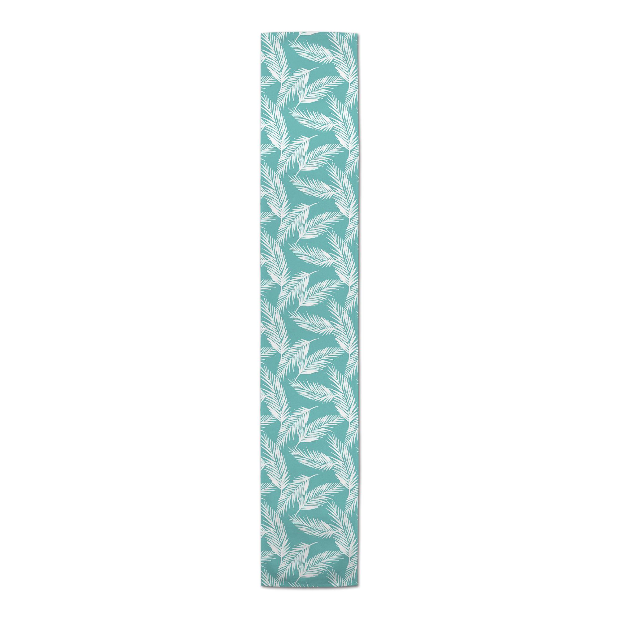 Teal Nature Palm 16" x 90" Outdoor Table Runner