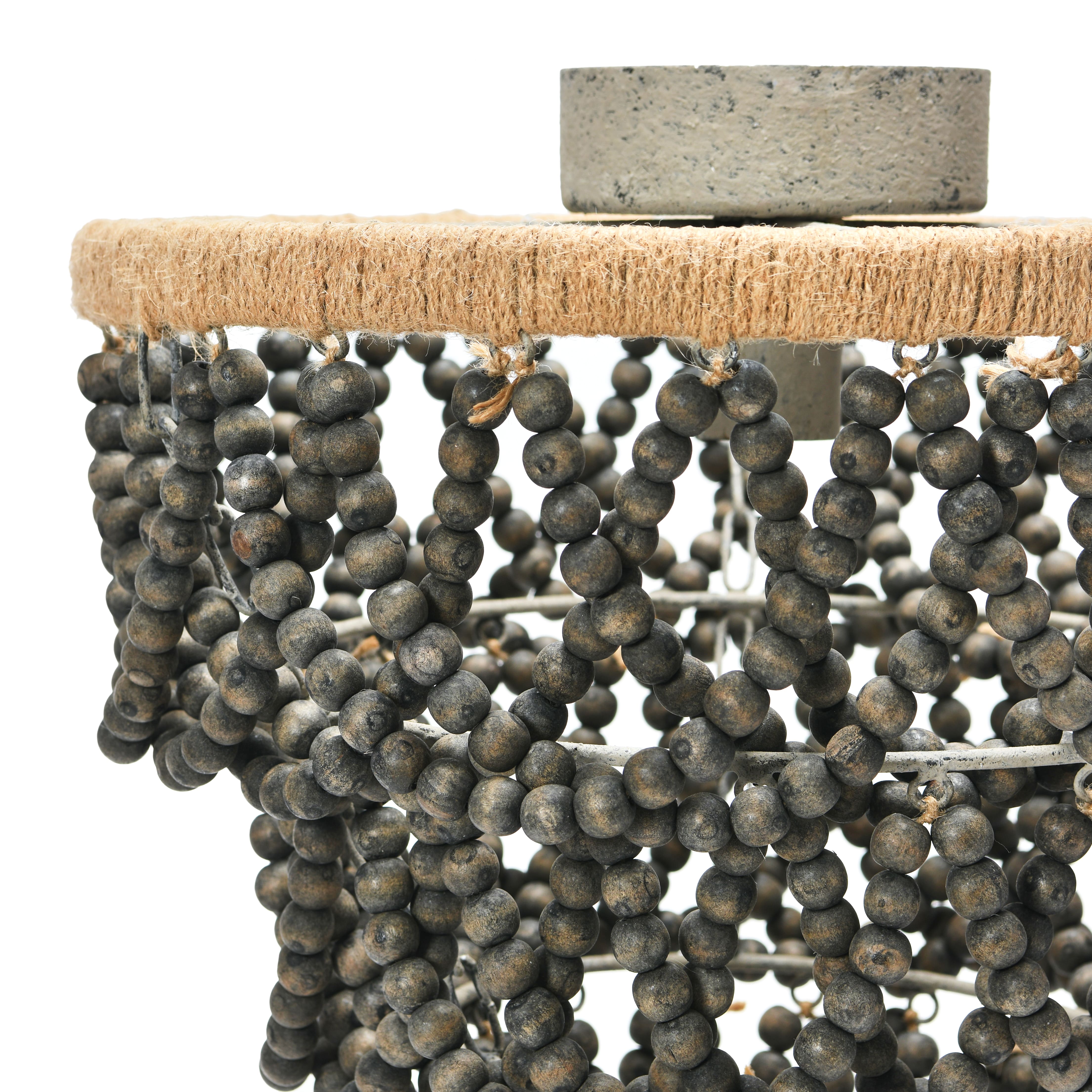 Hello Honey® Dark Gray Wood Bead & Metal Semi-Flush Light