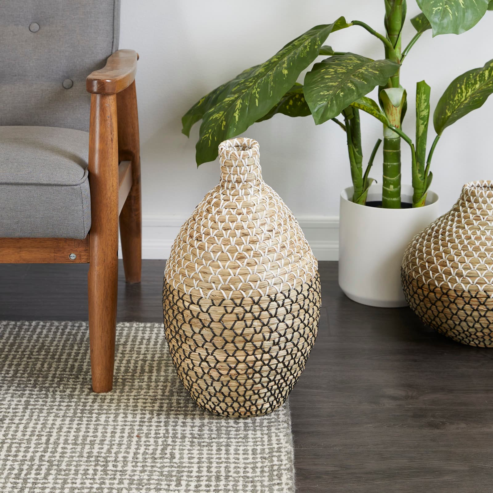 Brown Seagrass Tall Woven Floor Vase 11&#x22; x 11&#x22; x 20&#x22;