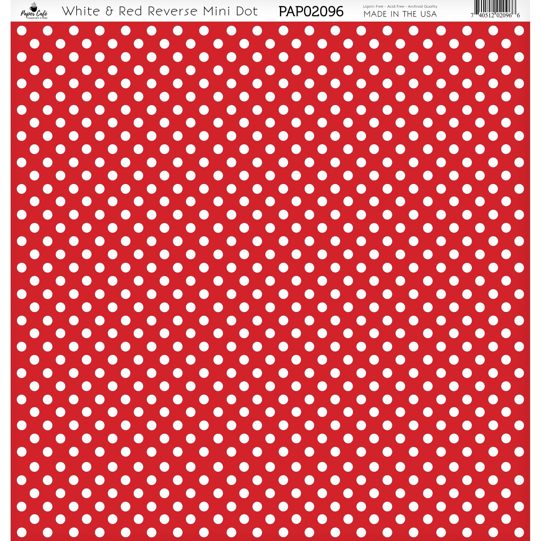 Paper Café White & Red Reverse Mini Dot 12 x 12 Cardstock, 15