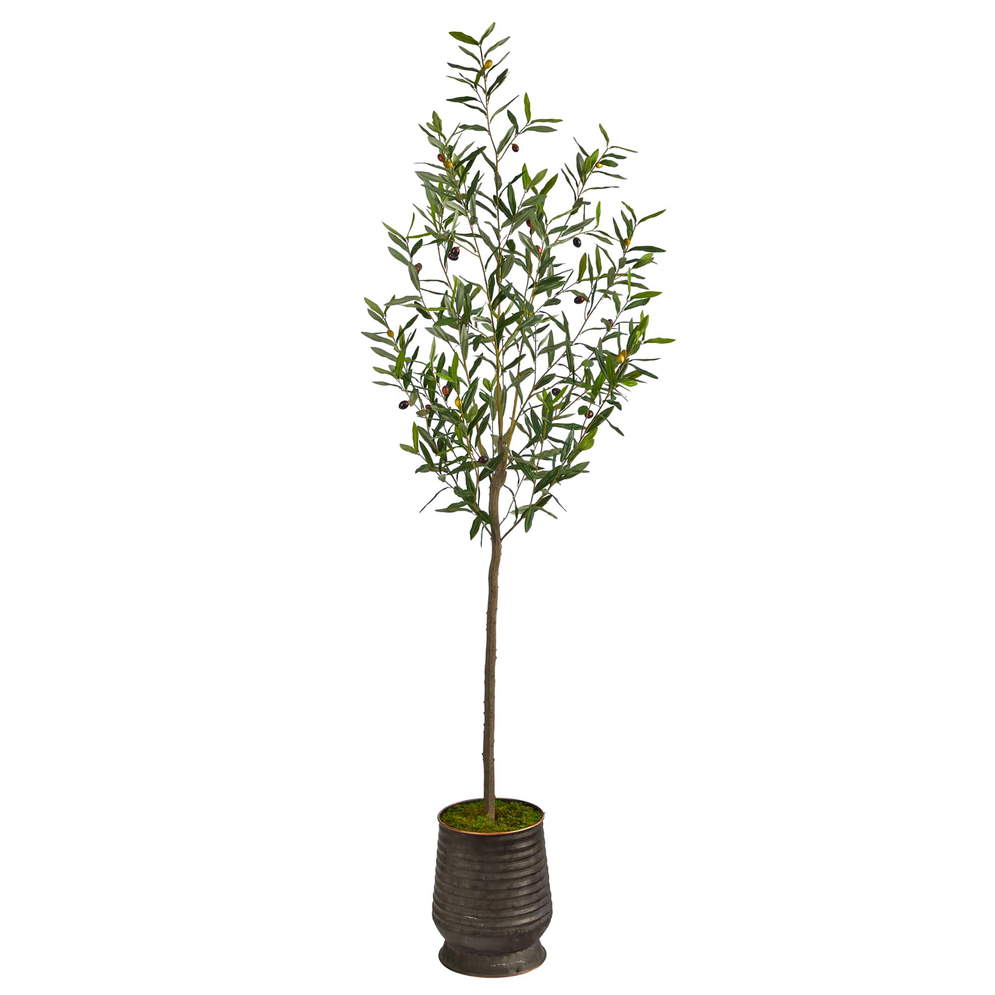 6ft. Olive Artificial Tree in Ribbed Metal Planter