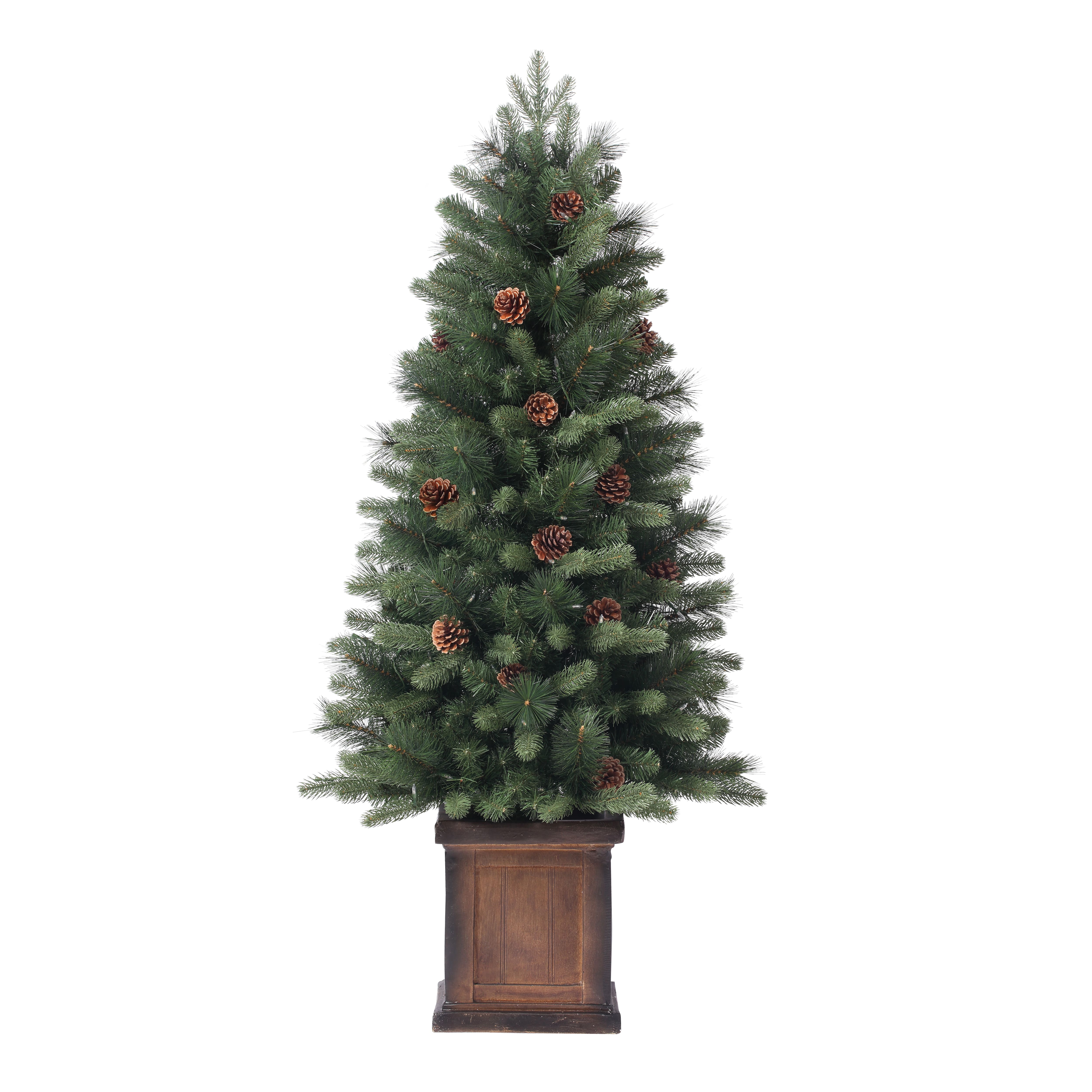 4.5ft. Pre-Lit Brookdale Fir Artificial Potted Christmas Tree, Color Changing T5 LED Lights