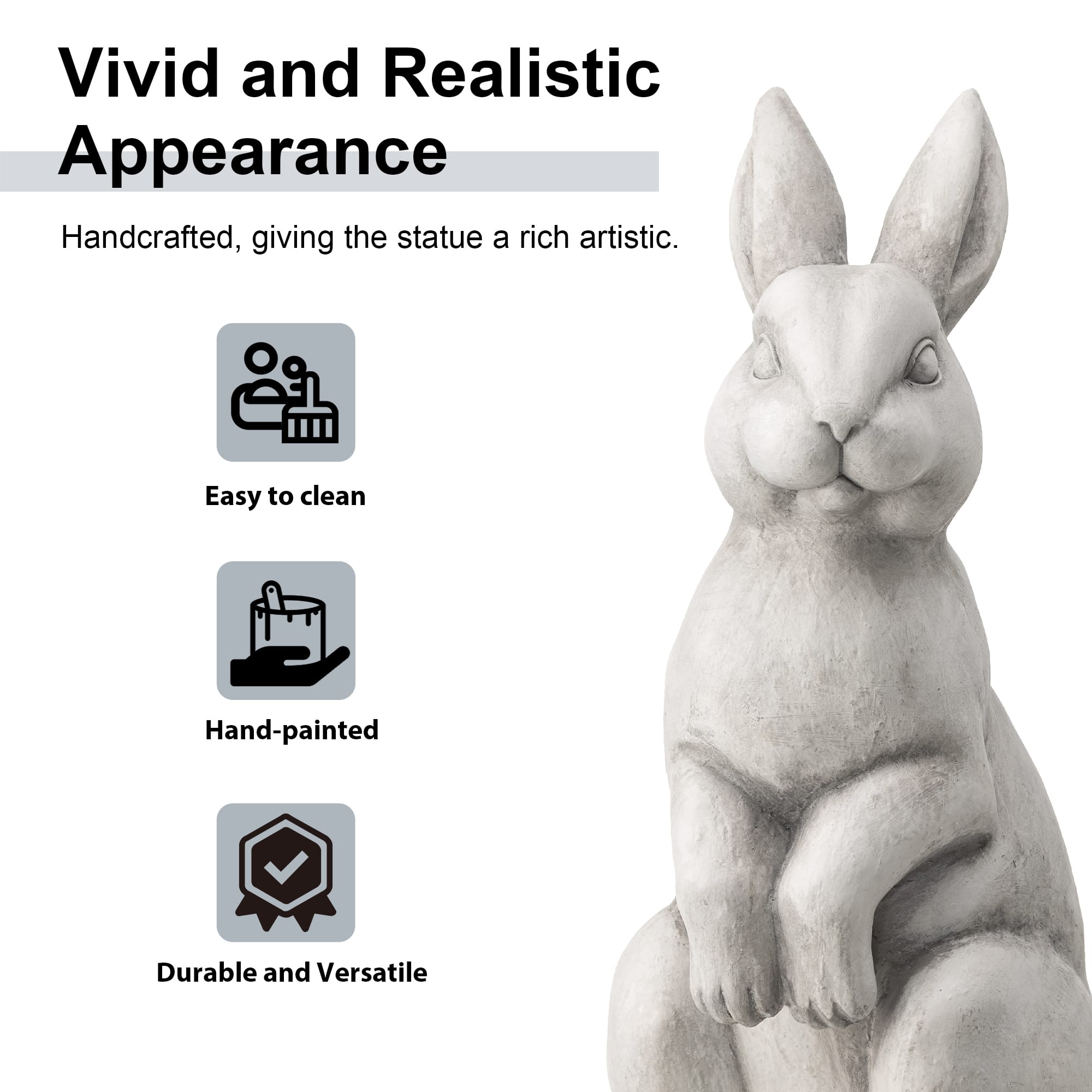 Glitzhome&#xAE; 22.75&#x22; MGO White Standing Rabbit Statue