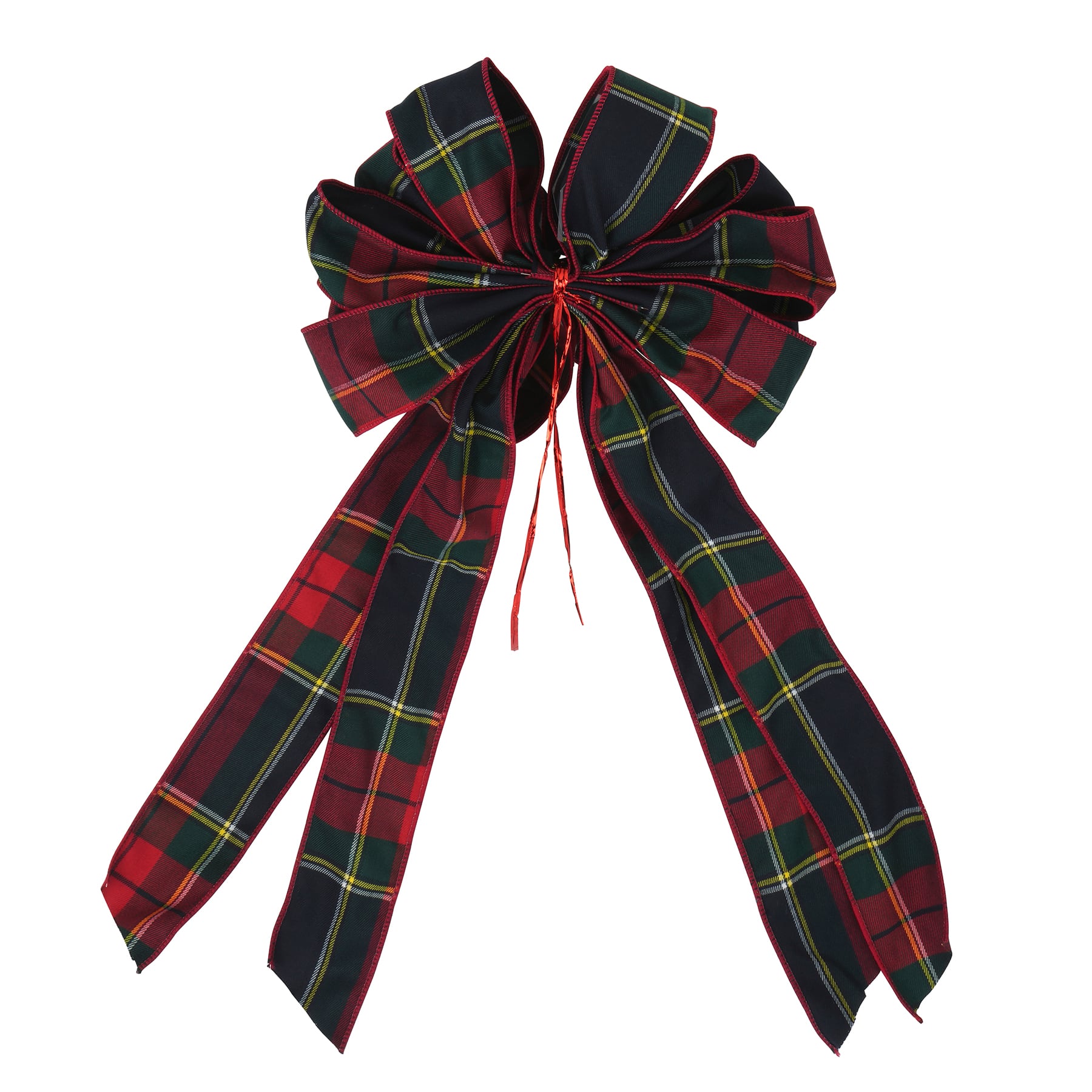 20.5&#x22; Red &#x26; Navy Plaid Tree Topper Bow by Celebrate It&#x2122;