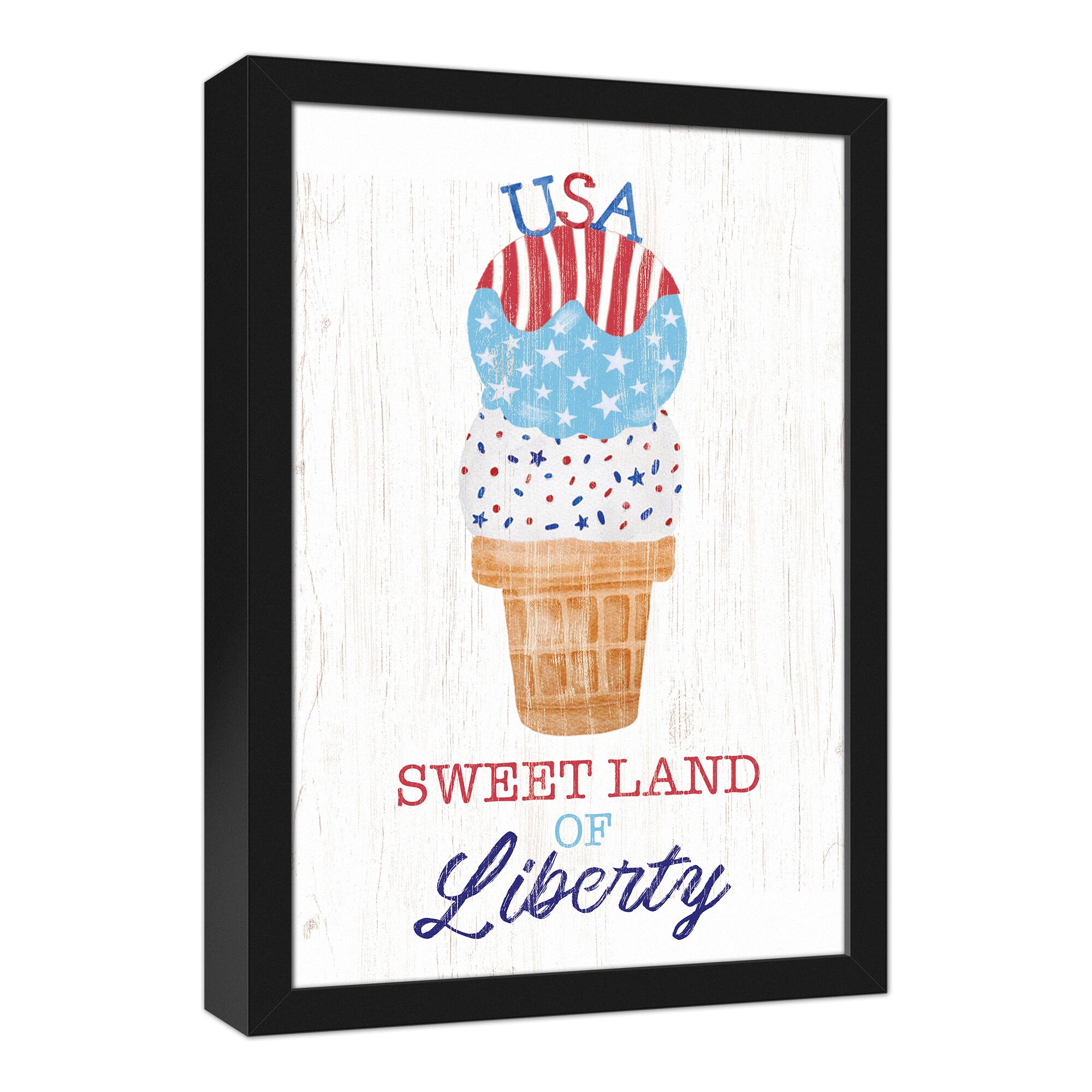 Sweet Land of Liberty Ice Cream Black Framed Canvas