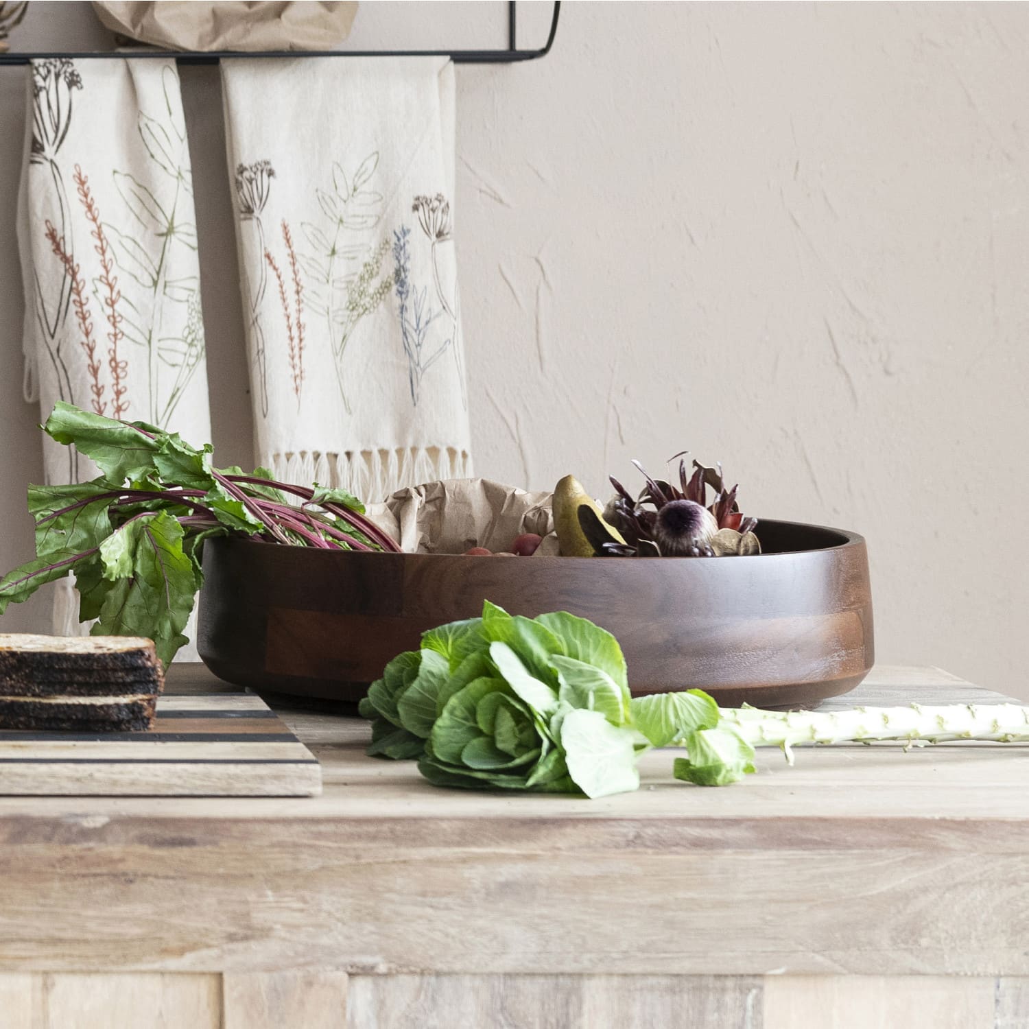 Hello Honey® 16.25" Walnut Brown Round Acacia Wood Serving Bowl with Lid