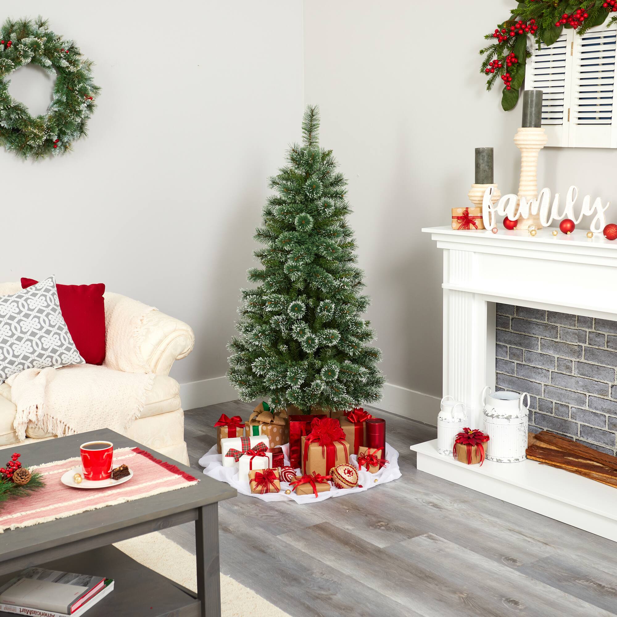 5ft. Unlit Wisconsin Slim Snow Tip Pine Artificial Christmas Tree