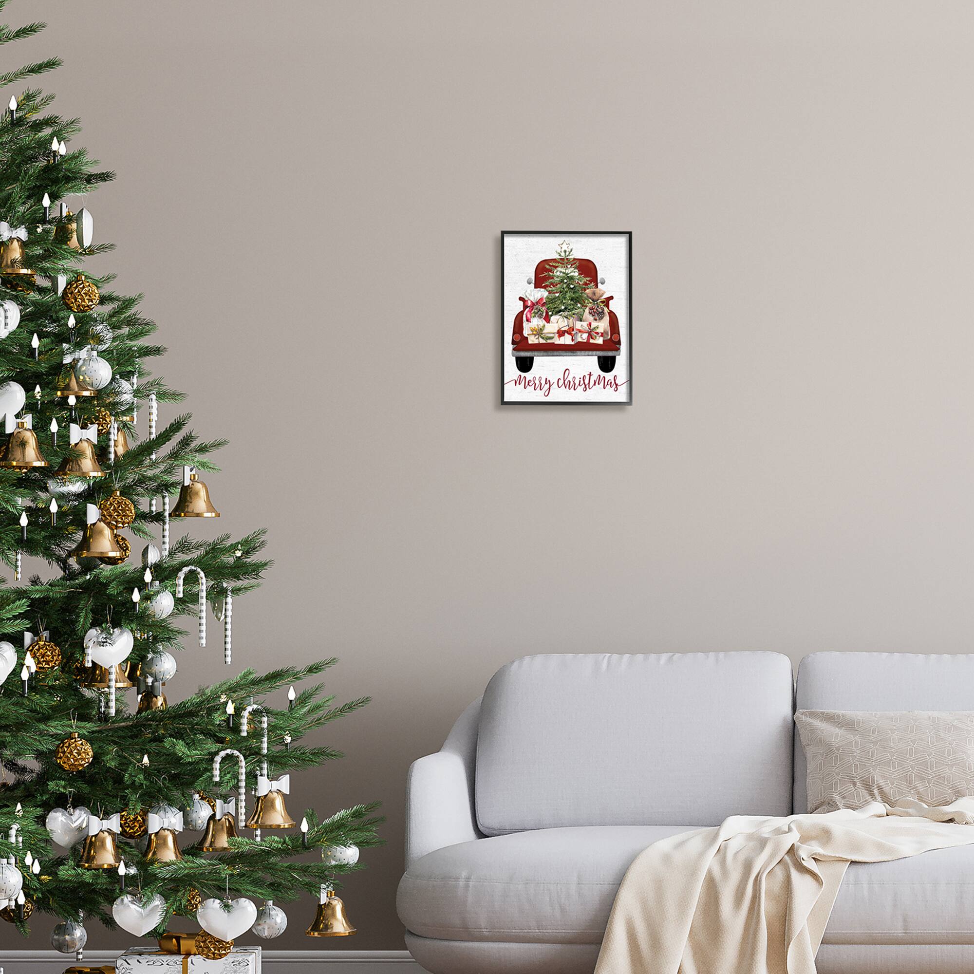 Stupell Industries Merry Christmas Holiday Presents Framed Giclee Art