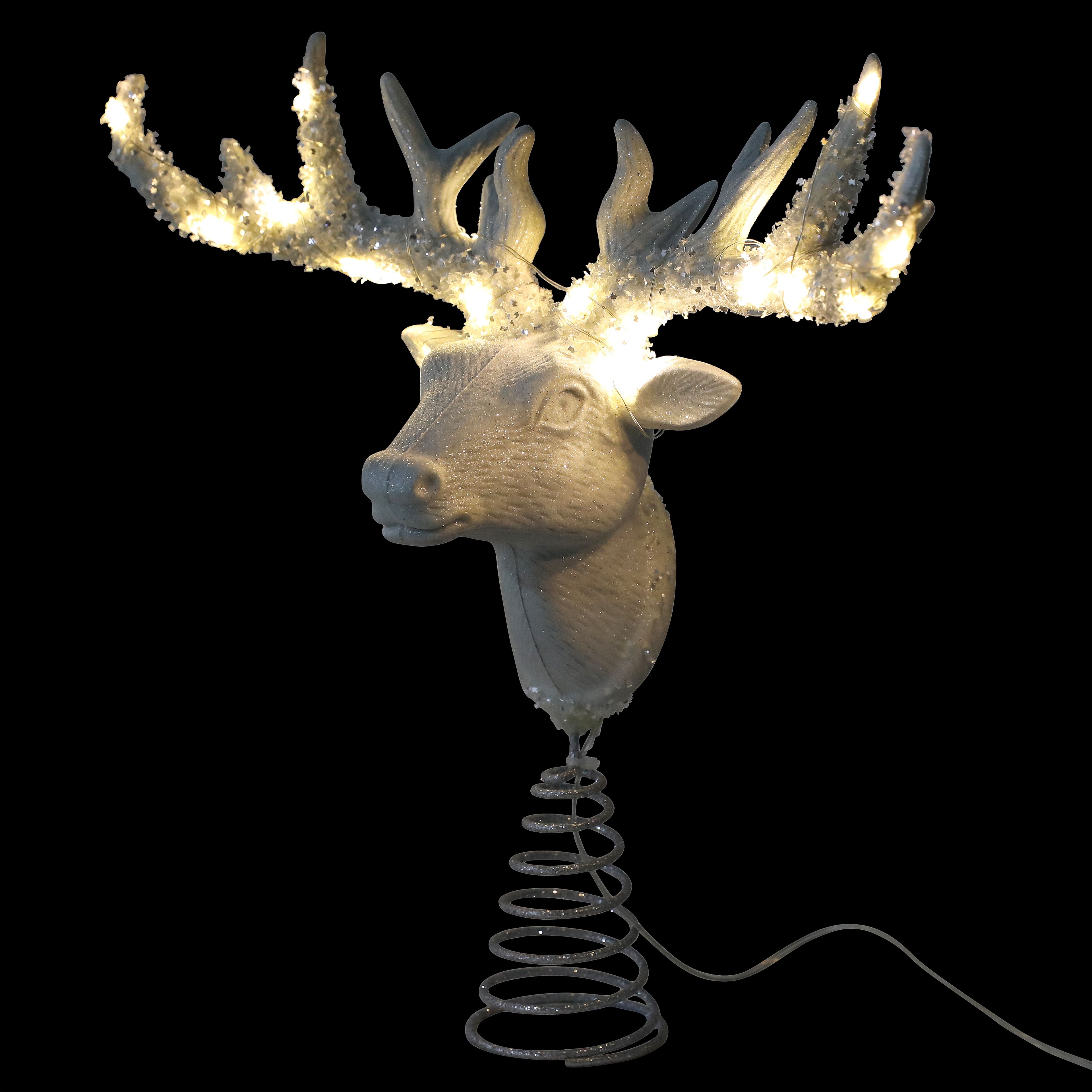 13&#x22; White Stag Head Lighted Tree Topper by Ashland&#xAE;