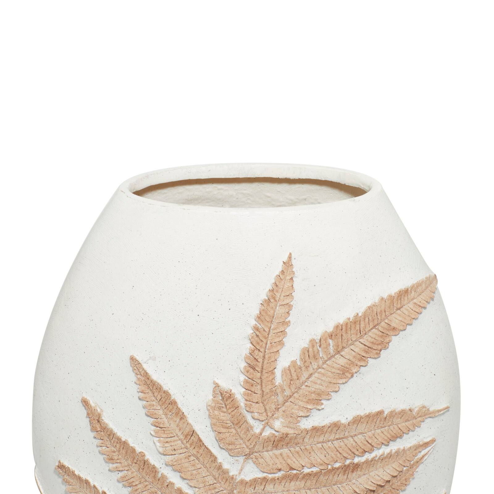 White Polystone Boho Style Vase, 18" x 10" x 6"