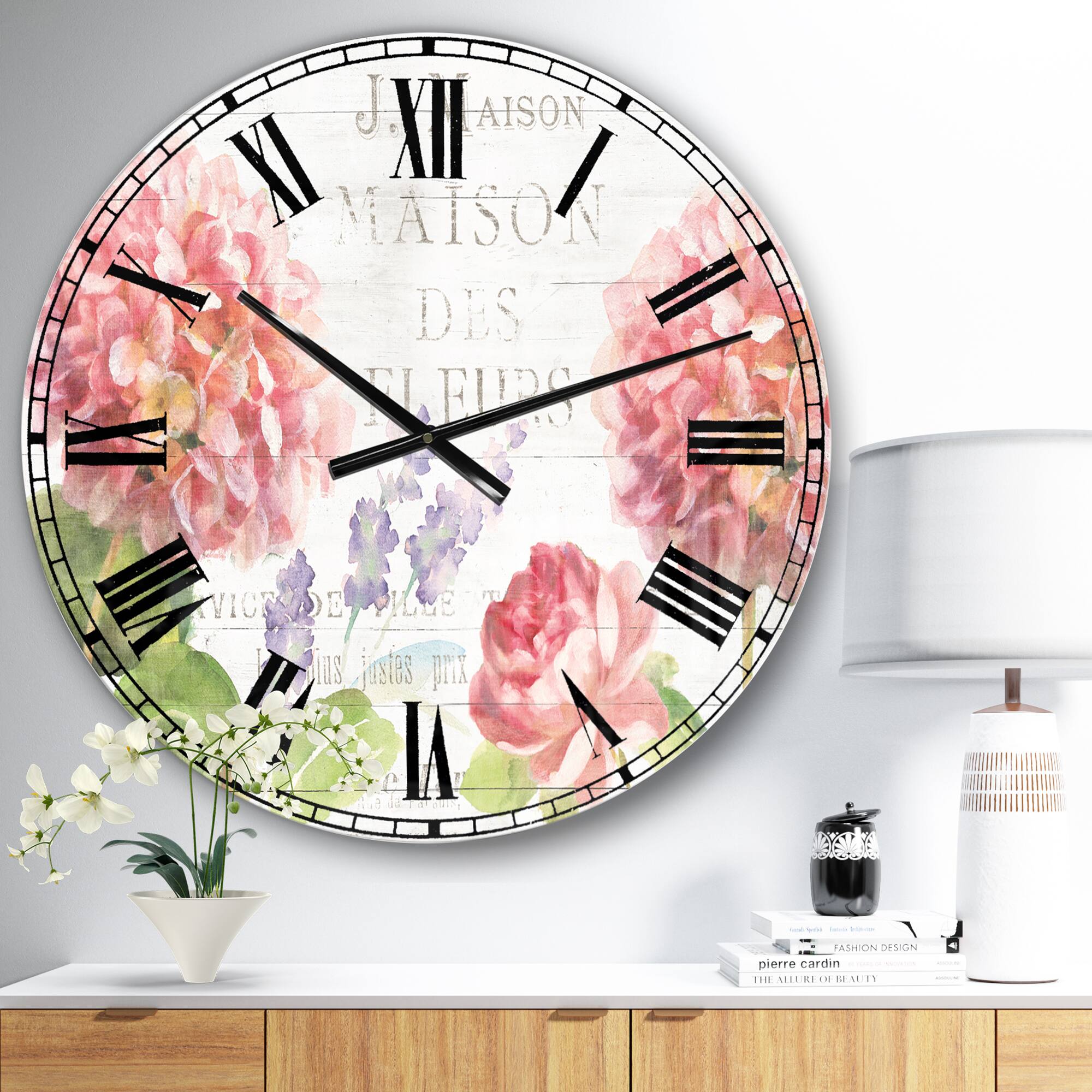 Designart 'Maison Des Fleurs Ii Farmhouse Wall Clock