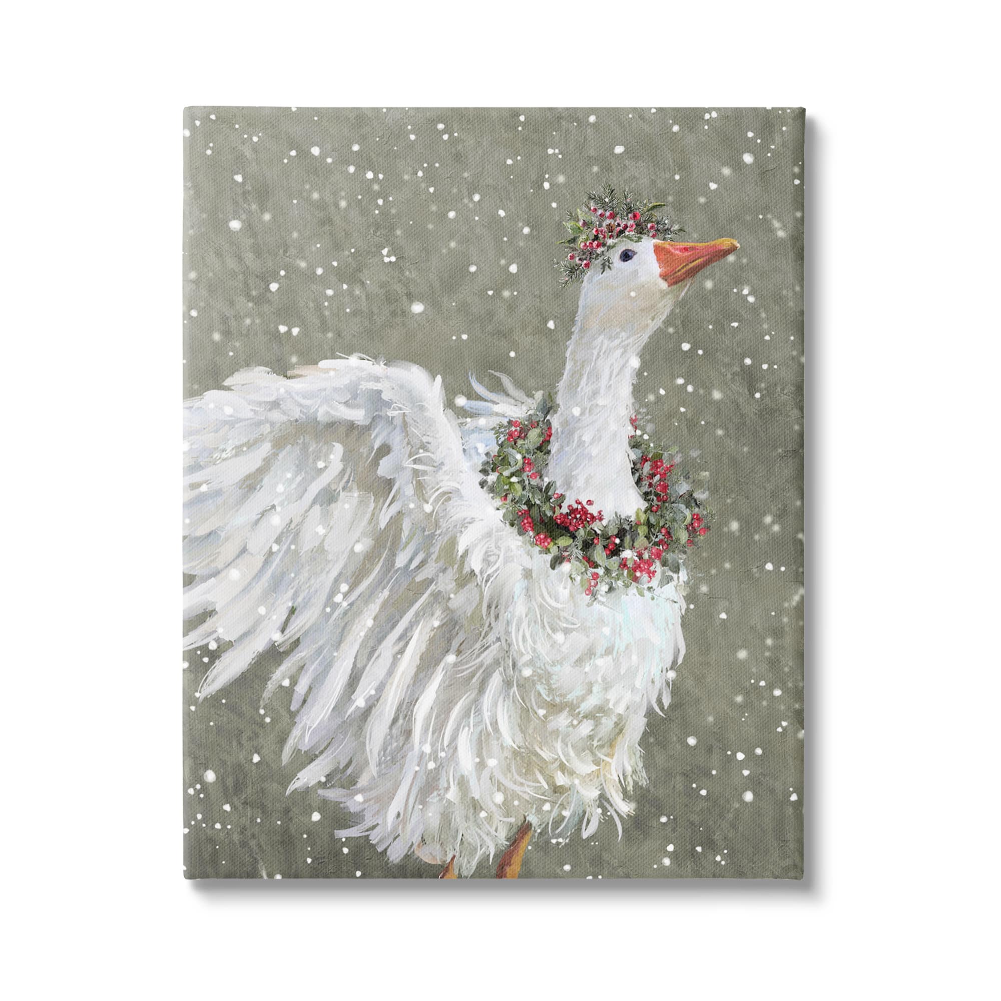 Stupell Industries Winter Goose Seasonal Botanicals Canvas Wall Art