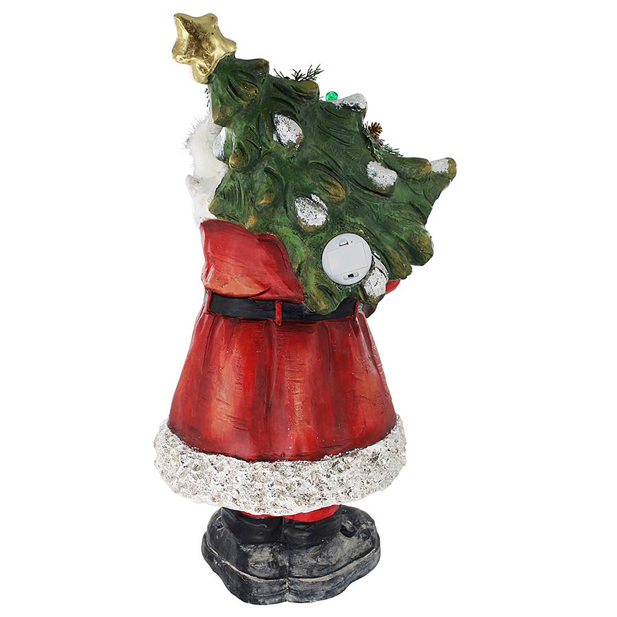33" Santa with a Sparkling Christmas Tree Illuminated Holiday Statue