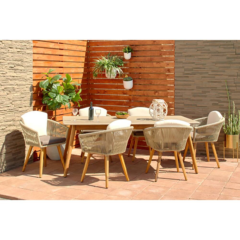 Light Brown Modern Outdoor Dining Chair Set